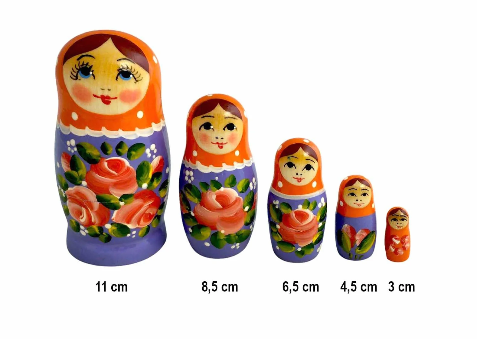 Matrioska Babushka 11 cm wysokość - 5 drewnianych lalek - różne wzory - Матрёшка Matruschka