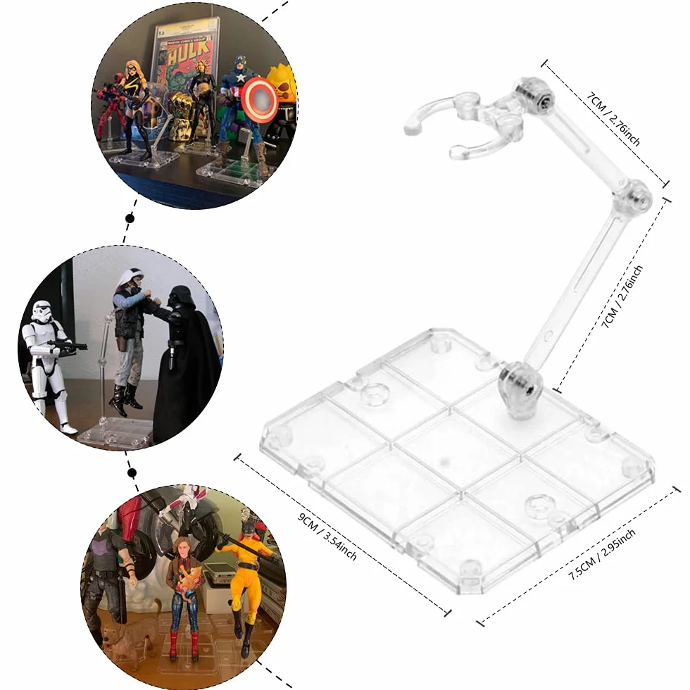 Stojak na figurki Action Figure, stojak na figurki, z 1 śrubokrętem, przezroczysty (2 szt.)