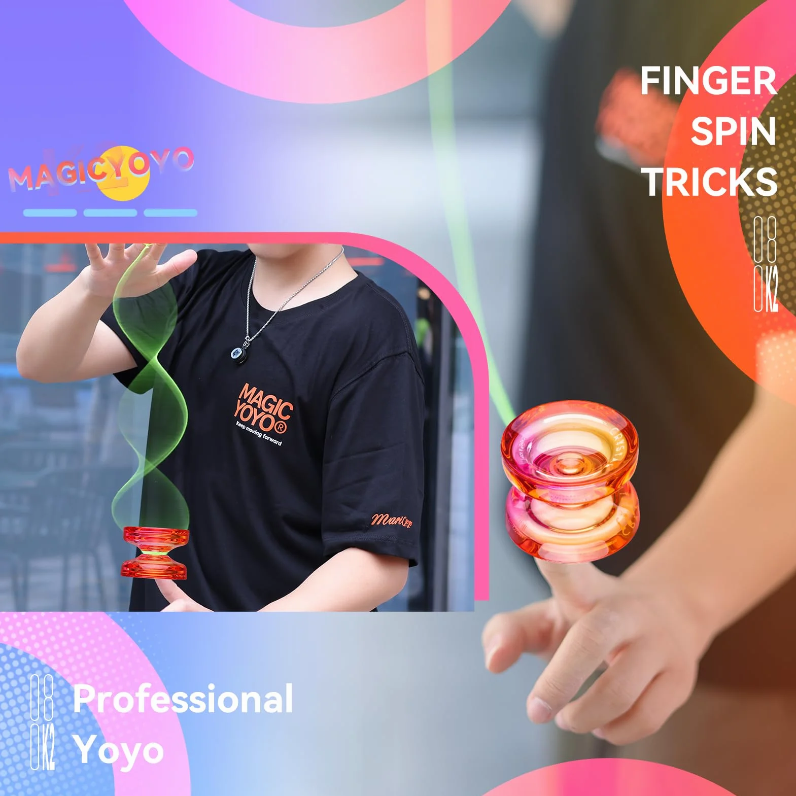 MAGICYOYO K2 Responsive JoJo dla dzieci, Dual Purpose Yoyo dla początkujących/zaawansowanych, Extra Replacement Unresponsive Yo Bearing + 12 Jo Strings + Removal Tool+ Axle + Yo-Yo Bag