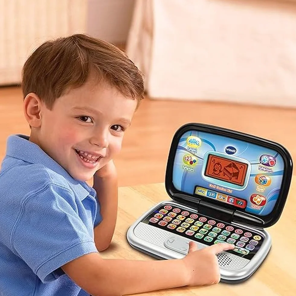 VTech Ordi Genius Kid Black komputer dla dzieci z podświetlanym ekranem 20 zajęć i gier edukacyjna zabawka od 3 do 7 lat