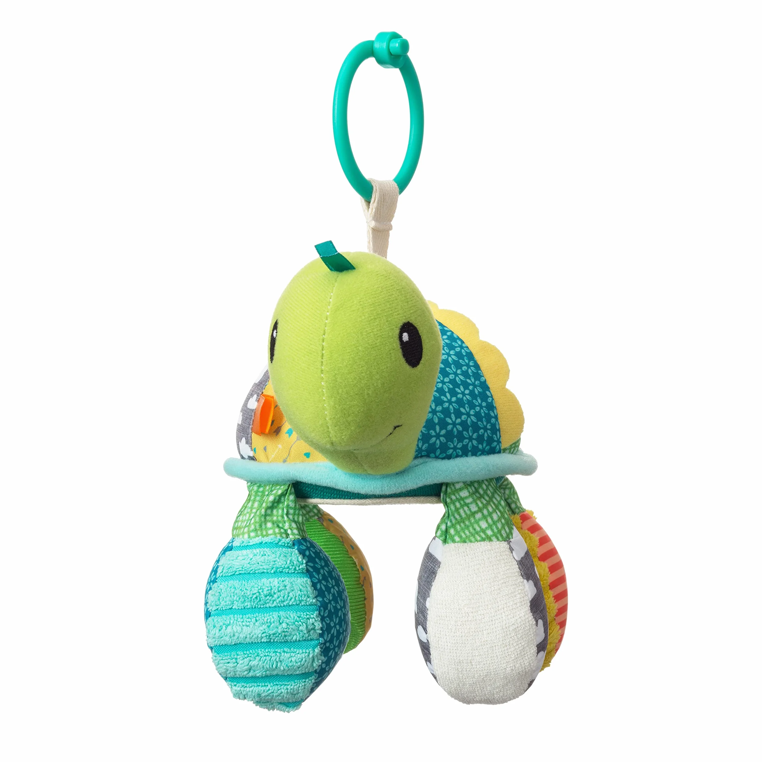 Infantino Go Gaga żółw Mirror Pal, klips do wózka dziecięcego i wózka dziecięcego, dla noworodka, zabawka sensoryczna, peek-a-Boo Play