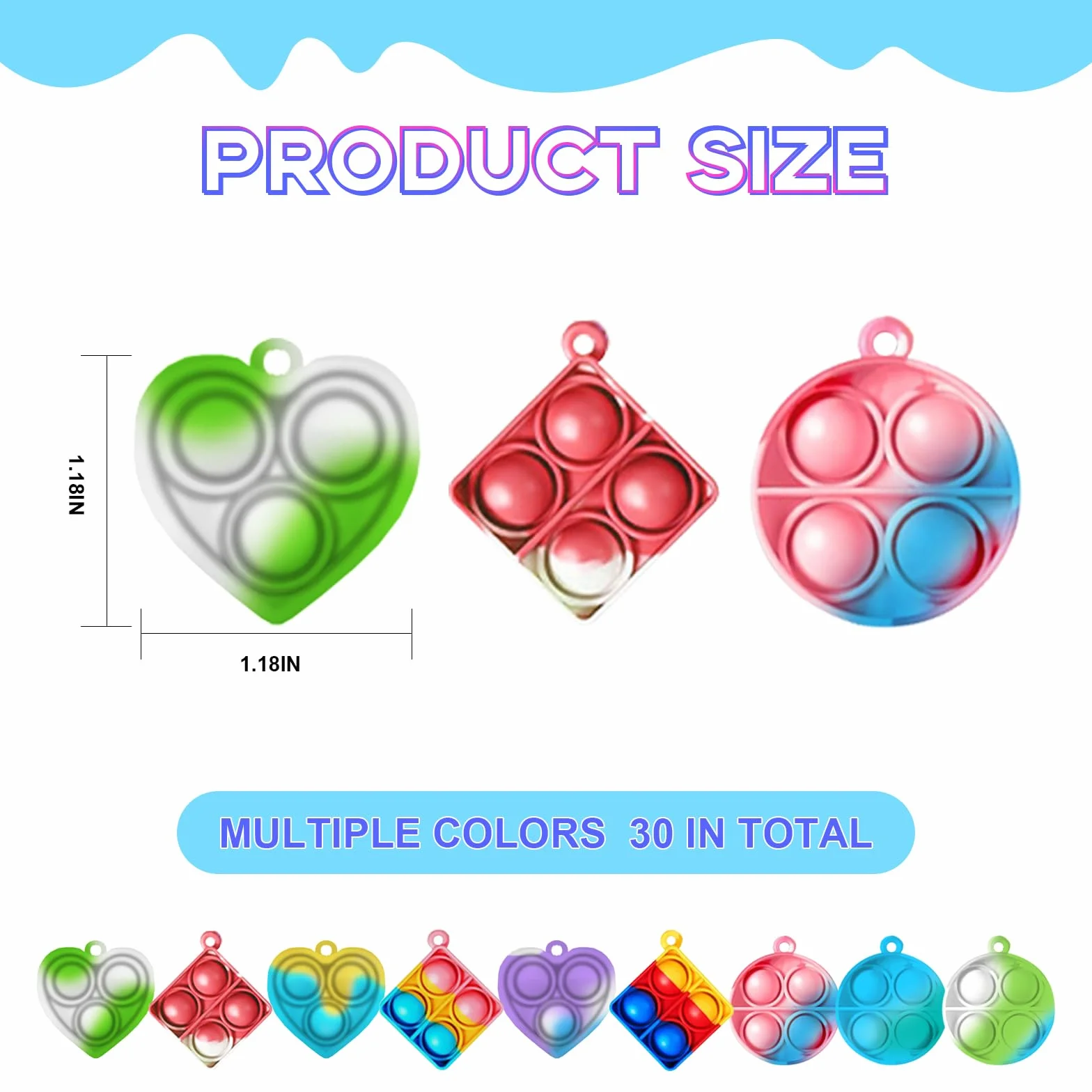 30 sztuk Pop It Fidget Zabawki antystresowe Mini Fidget Zabawki Squeeze Sensory Zabawki Silikonowe antystresowe Lęk Ulga Zabawki Poppet Bubble, Zabawki, Autyzm Relief Stress