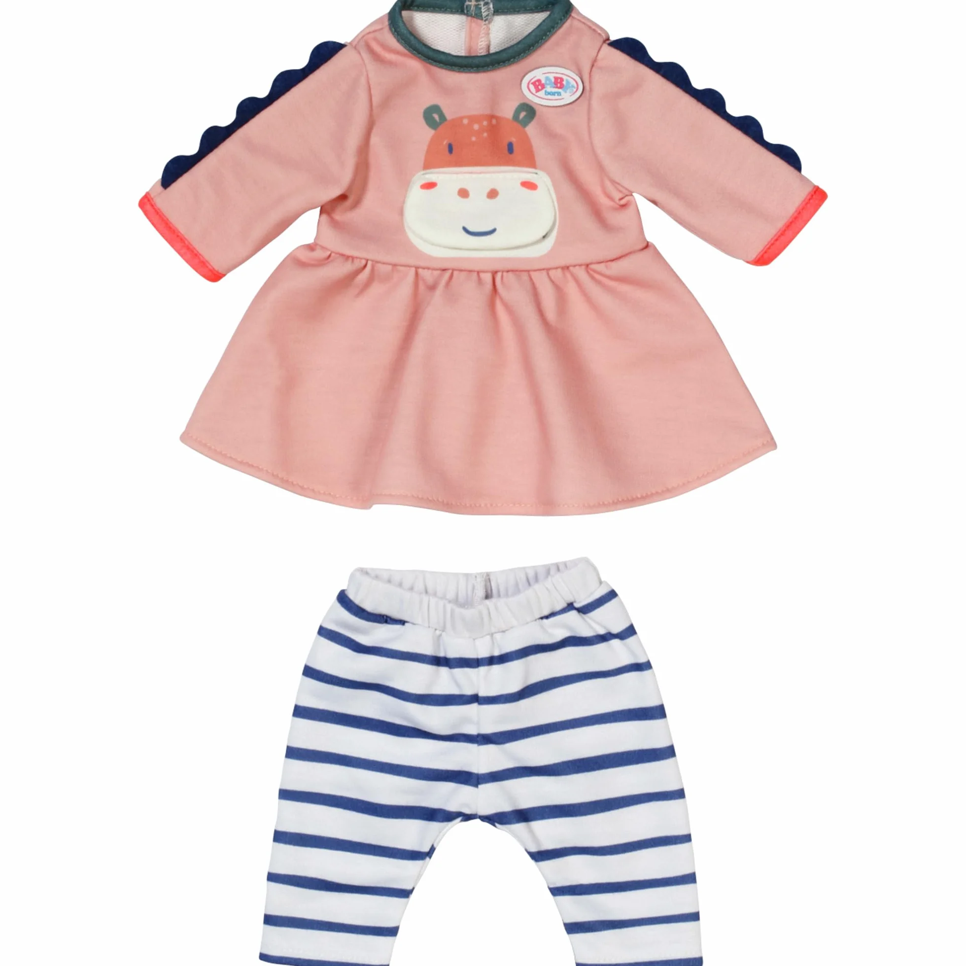 BABY born Sukienka z motywem dżungli, długie rękawy i legginsy w paski dla lalek 36 cm, 838129 Zapf Creation