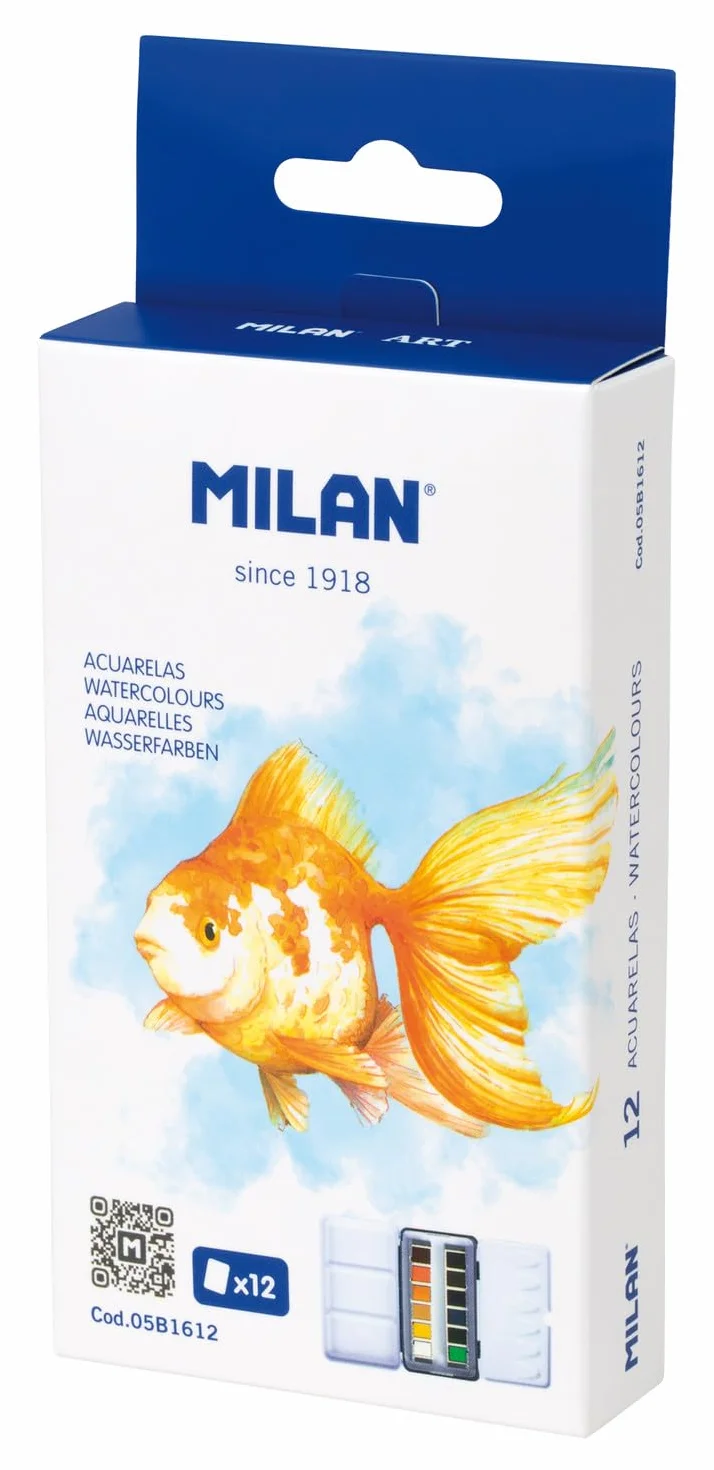 MILAN® Metalowe etui 12 akwarele pół godet