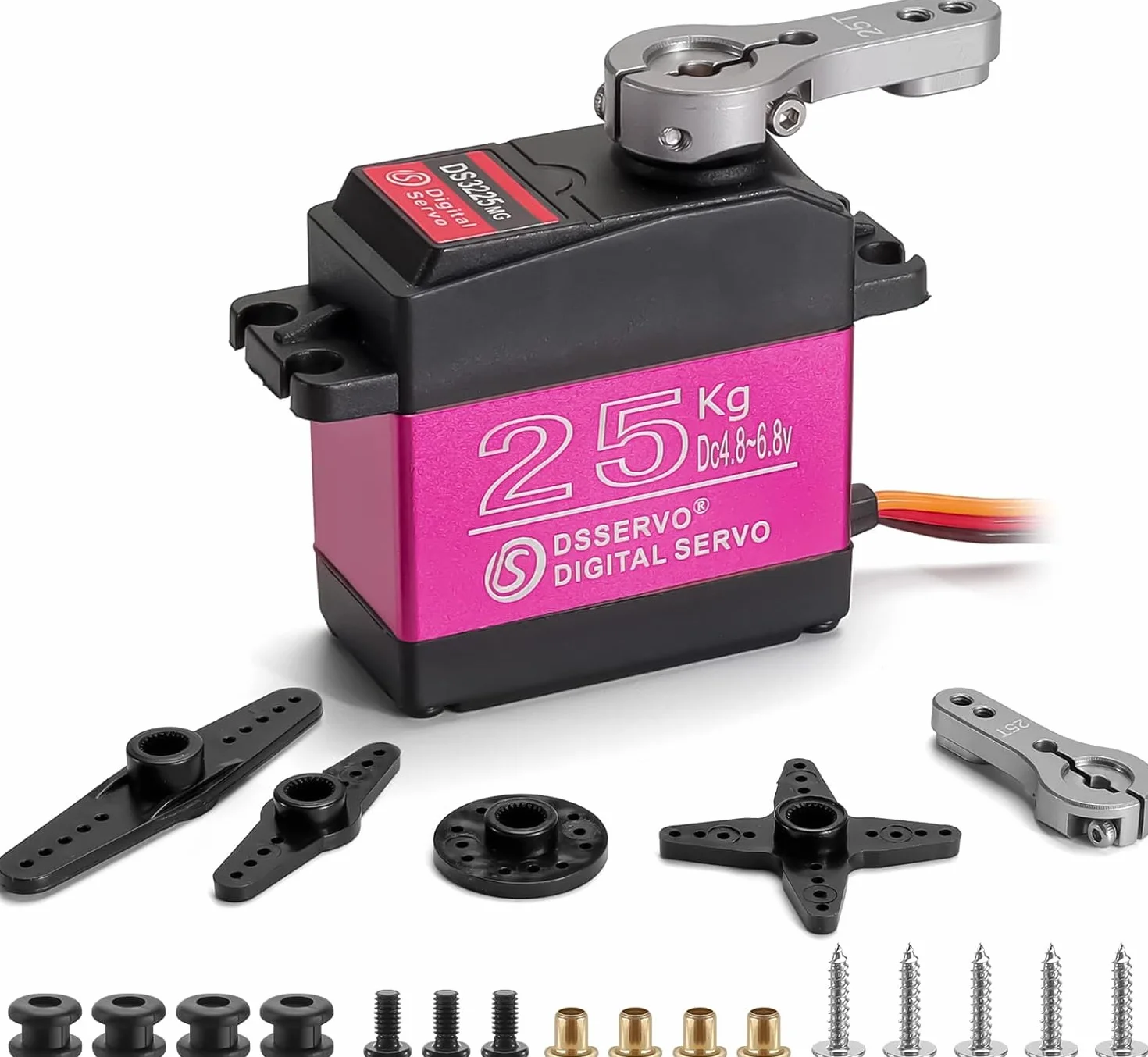 Serwo cyfrowe sterowane radiowo, 25 kg, wodoszczelne, serwo High Torque, cyfrowy serwo, modelarstwo, metalowa przekładnia, serwo 180°, serwa DS3225 do samochodów RC Auto Robot 1/10 1/8