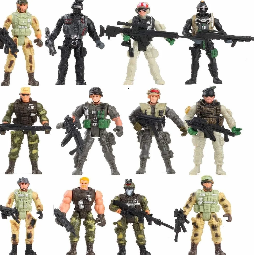 Special Forces Army Men Combat SWAT Soldier, figurki akcji, zabawka, żołnierze od 3 lat, z akcesoriami do broni wojskowej i zdejmowanymi nogami, regulowane najlepsze zabawki, figurki akcji