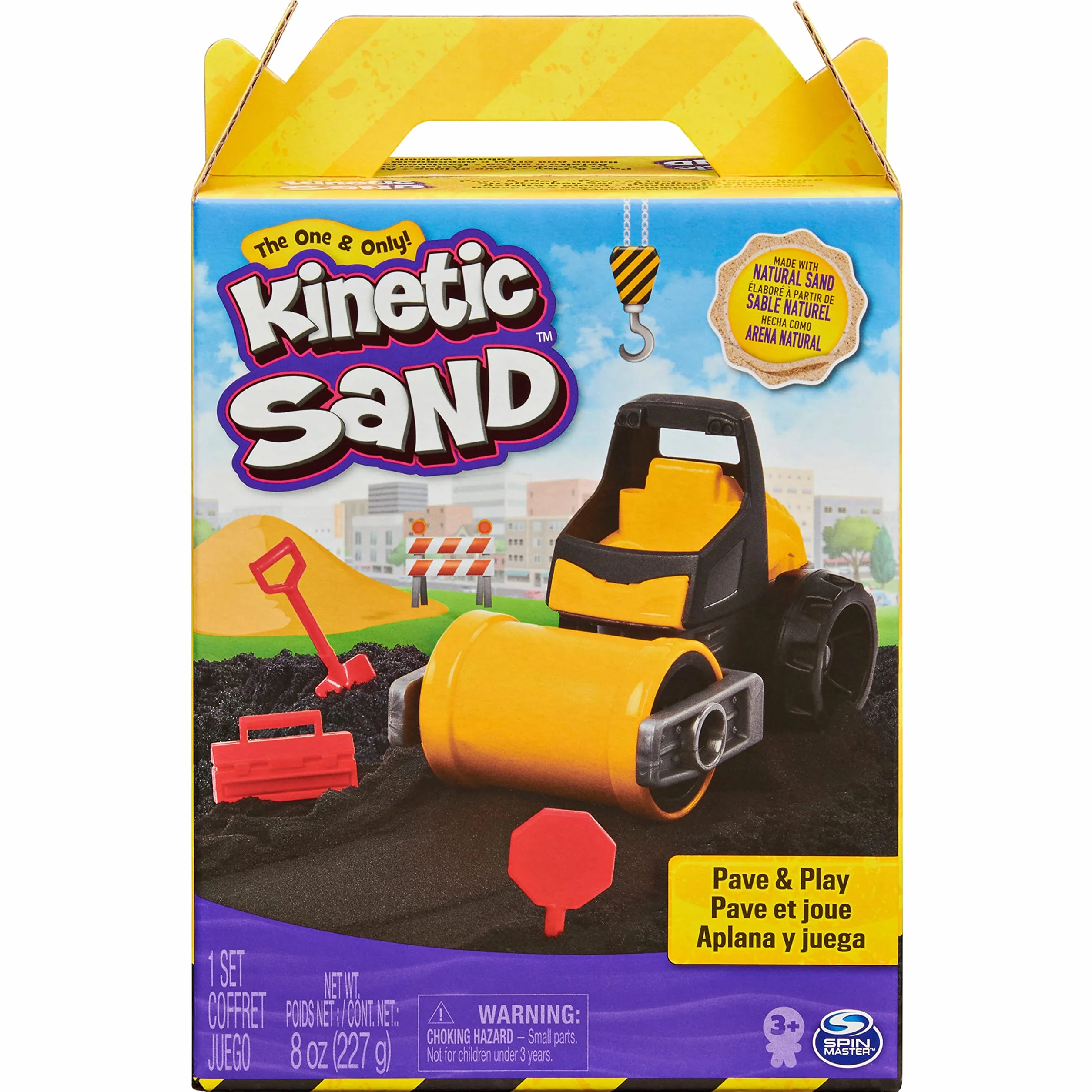 Kinetic Sand Kop i burz, czarny piasek kinetyczny z pojazdem, dla dzieci od 3 lat