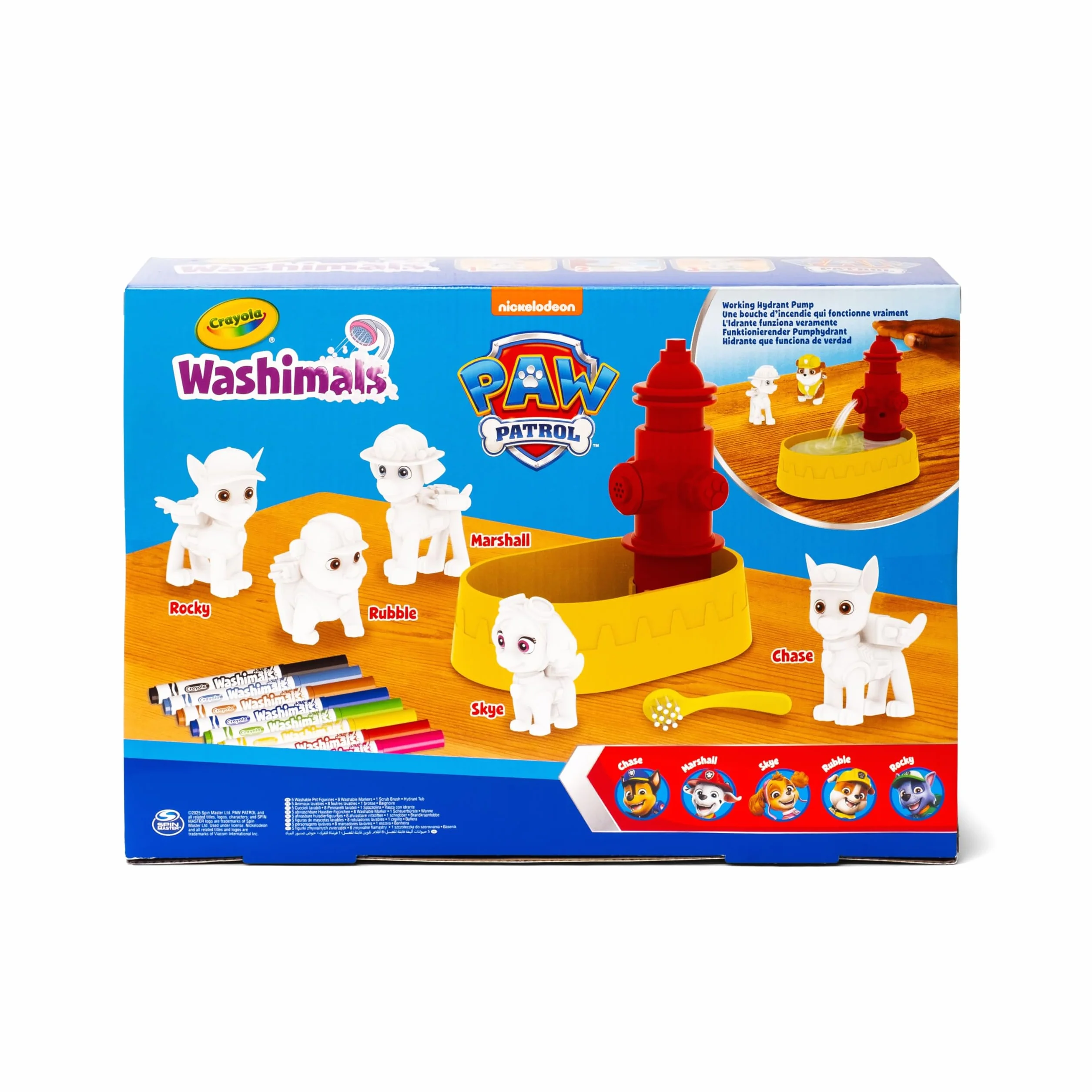 Crayola - Washimals Paw Patrol, zestaw kreatywny zawierający 5 szczeniąt, 8 flamastrów zmywalnych, wanienkę z prysznicem, szczoteczkę, zabawa i prezent dla dzieci, od lat 3, 74-0291