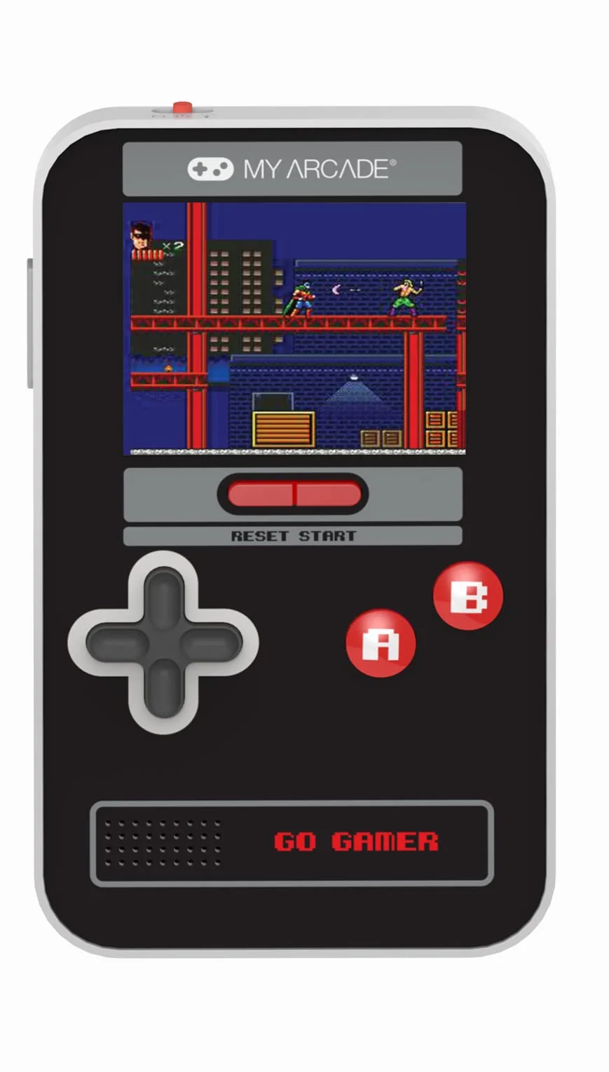 My Arcade Go Gamer Classic-RED: Przenośna elektroniczna konsola do gier z 300 grami, kolorowy ekran 6.3 cm dla całej rodziny (DGUN-3909)