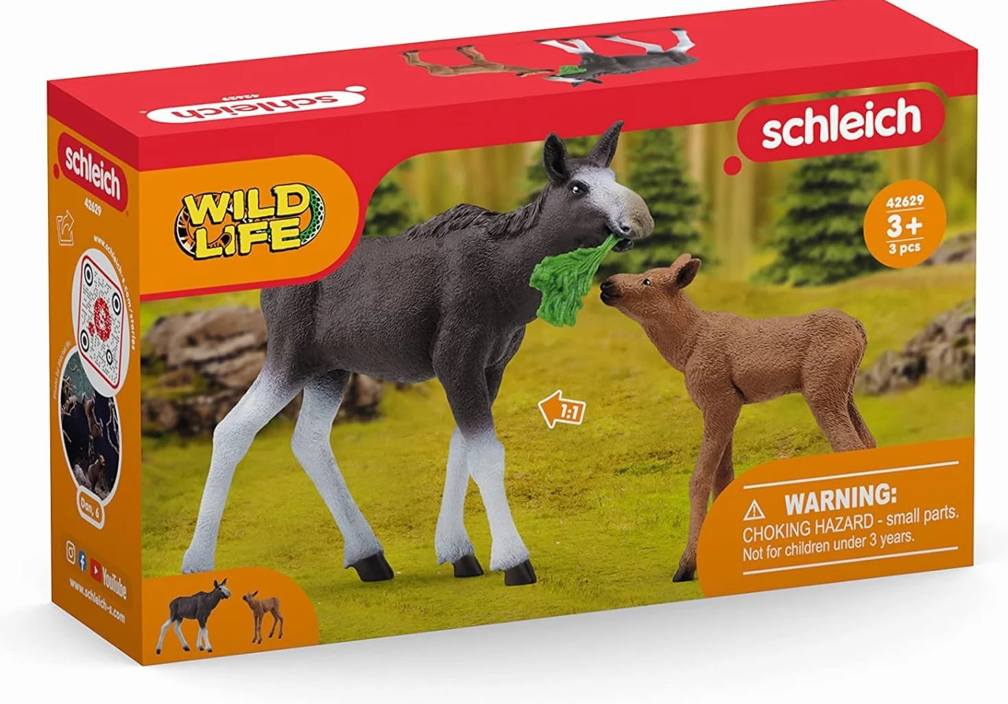 schleich 42629 Cielę łosia , od 3 lat, WILD LIFE - Zestaw do zabawy, 3 kawałki