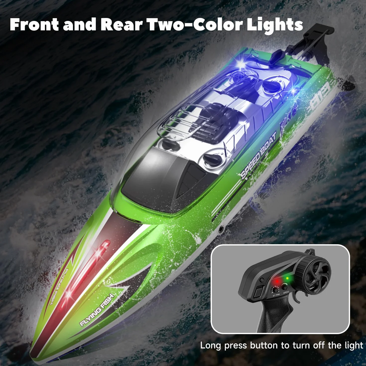 PENGBU RC Zdalnie sterowana łódź od 6 do 8 lat, 1:16 RC Boot zdalnie sterowana 28 km/h, Speedboot z pilotem zdalnego sterowania, dla dzieci od 6 do 8 lat, zabawka basenowa z 2 akumulatorami, podwójna