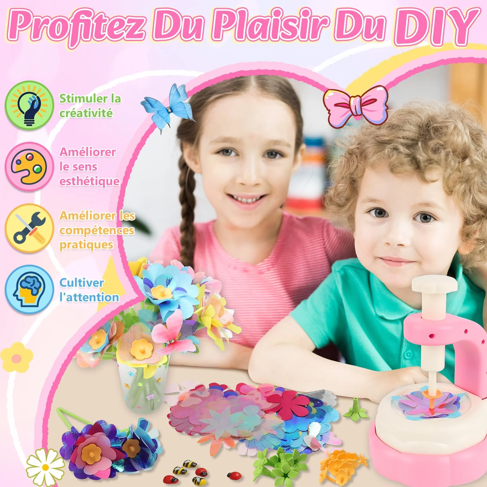 Herenear DIY zestaw do robienia kwiatów, prezent dla dziewczynek 3, 4, 5, 6, 7, 8 lat, prezent na urodziny, Boże Narodzenie, urodziny