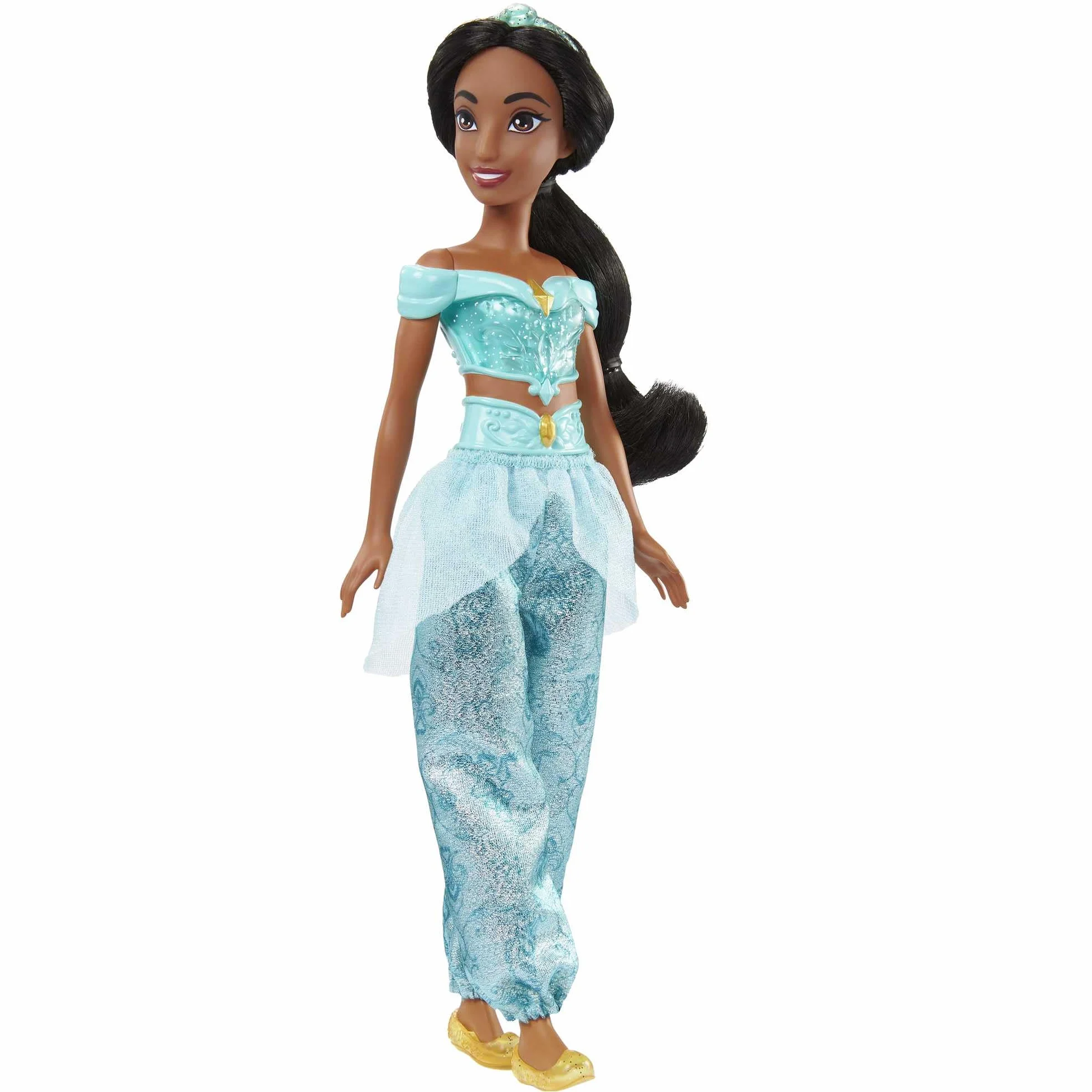 Mattel Disneya Księżniczka Dżasmina Lalka z punktami zgięcia błyszczącym ubrankiem akcesoriami HLW12
