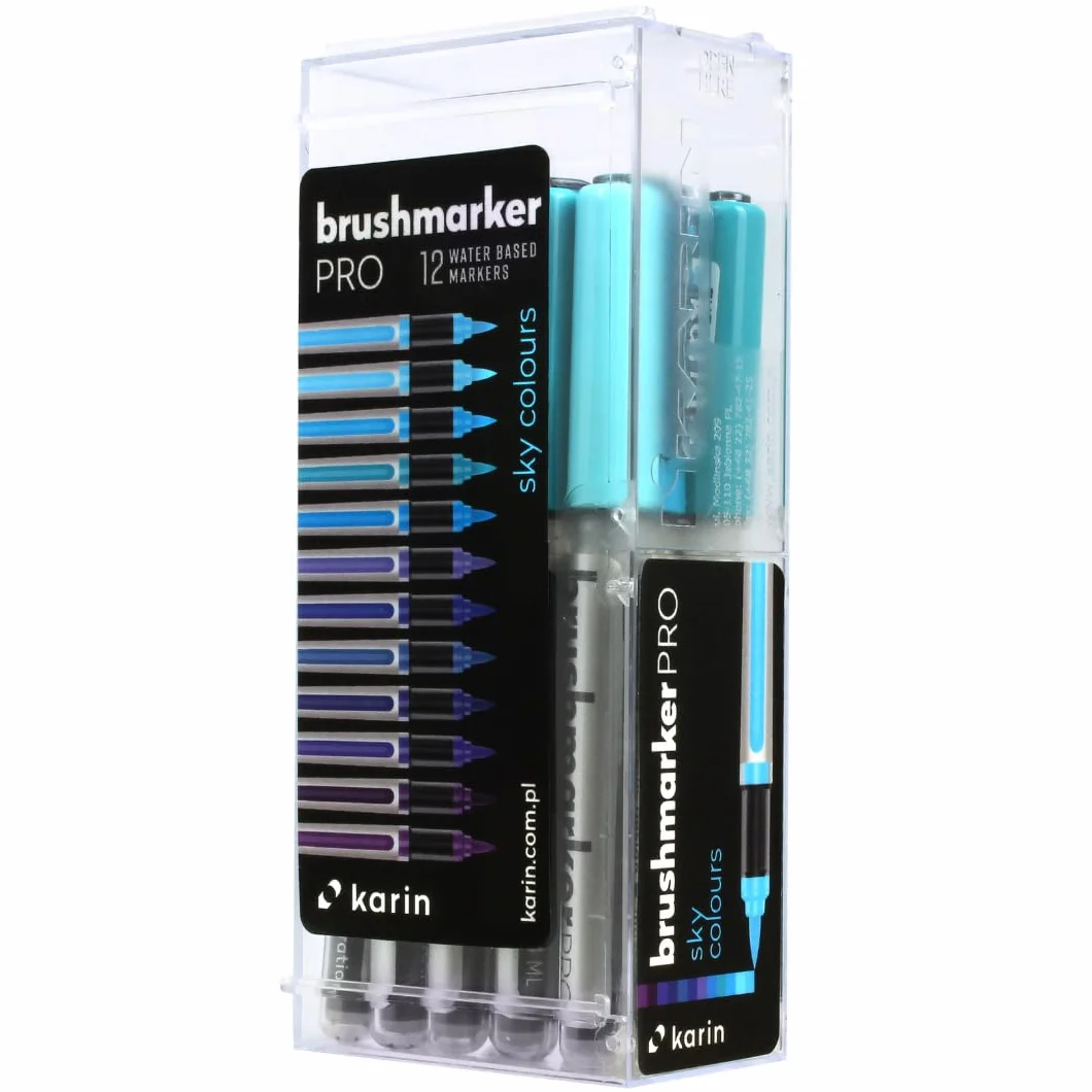 KARIN Brushmarker PRO 12 sky colours zestaw farb kryjących i wodnych przezroczysty