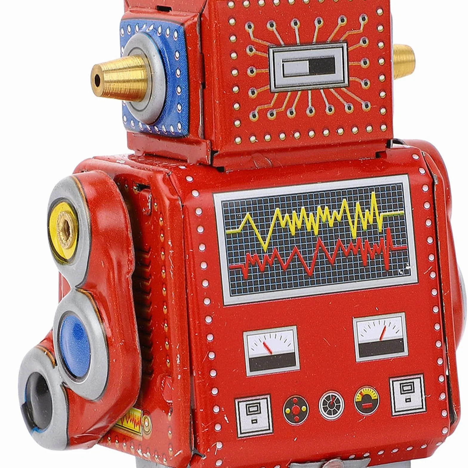 Wind Up Vintage Robot Retro Klasyczna Mechaniczna Zabawka Wiosenna dla Restauracji Cafe Bar (czerwony)
