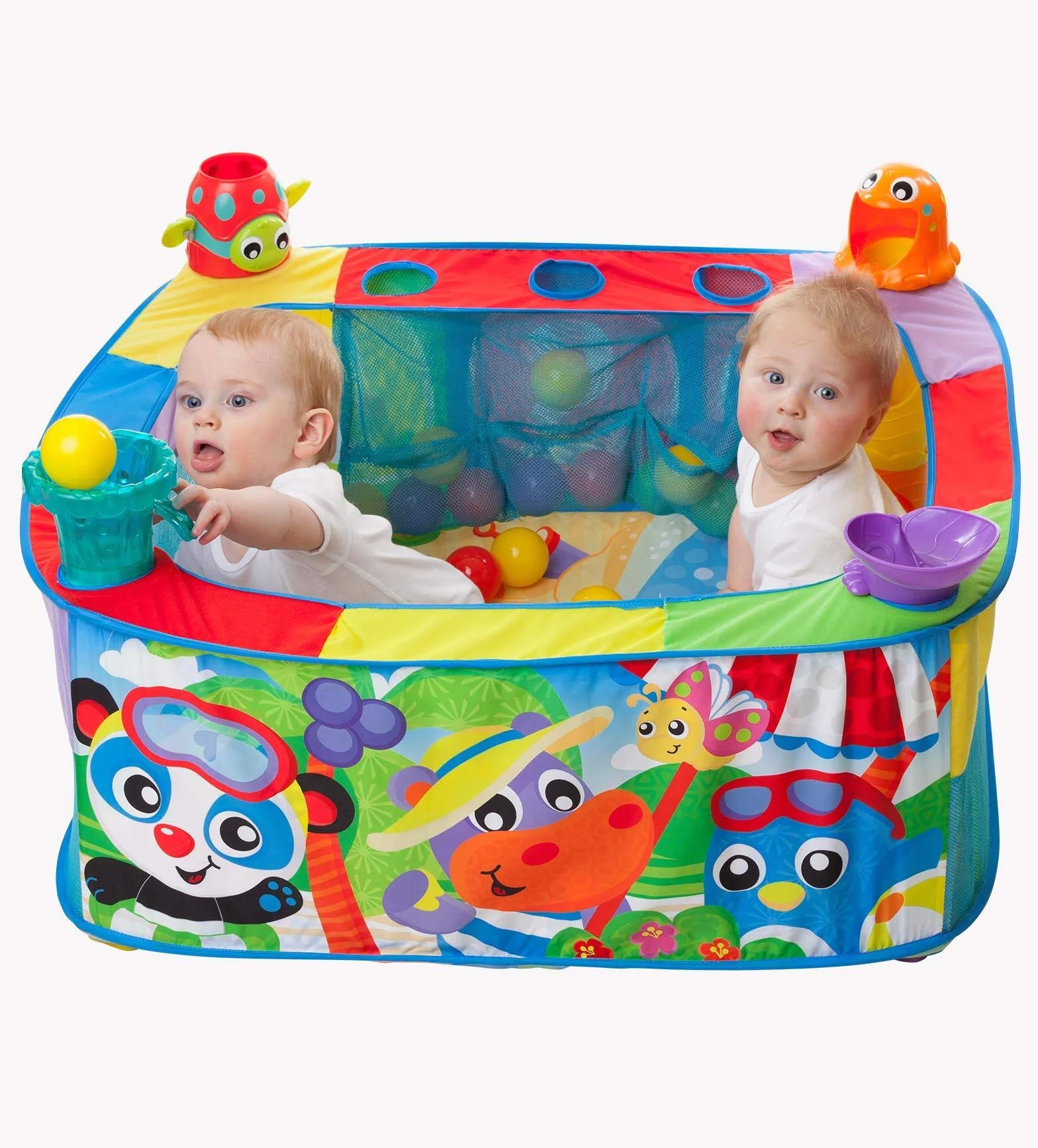 Playgro Pop Up Baby Ball Pit, 6 miesięcy i więcej, siłownia do aktywności pop and drop ball, wielokolorowa, 40175