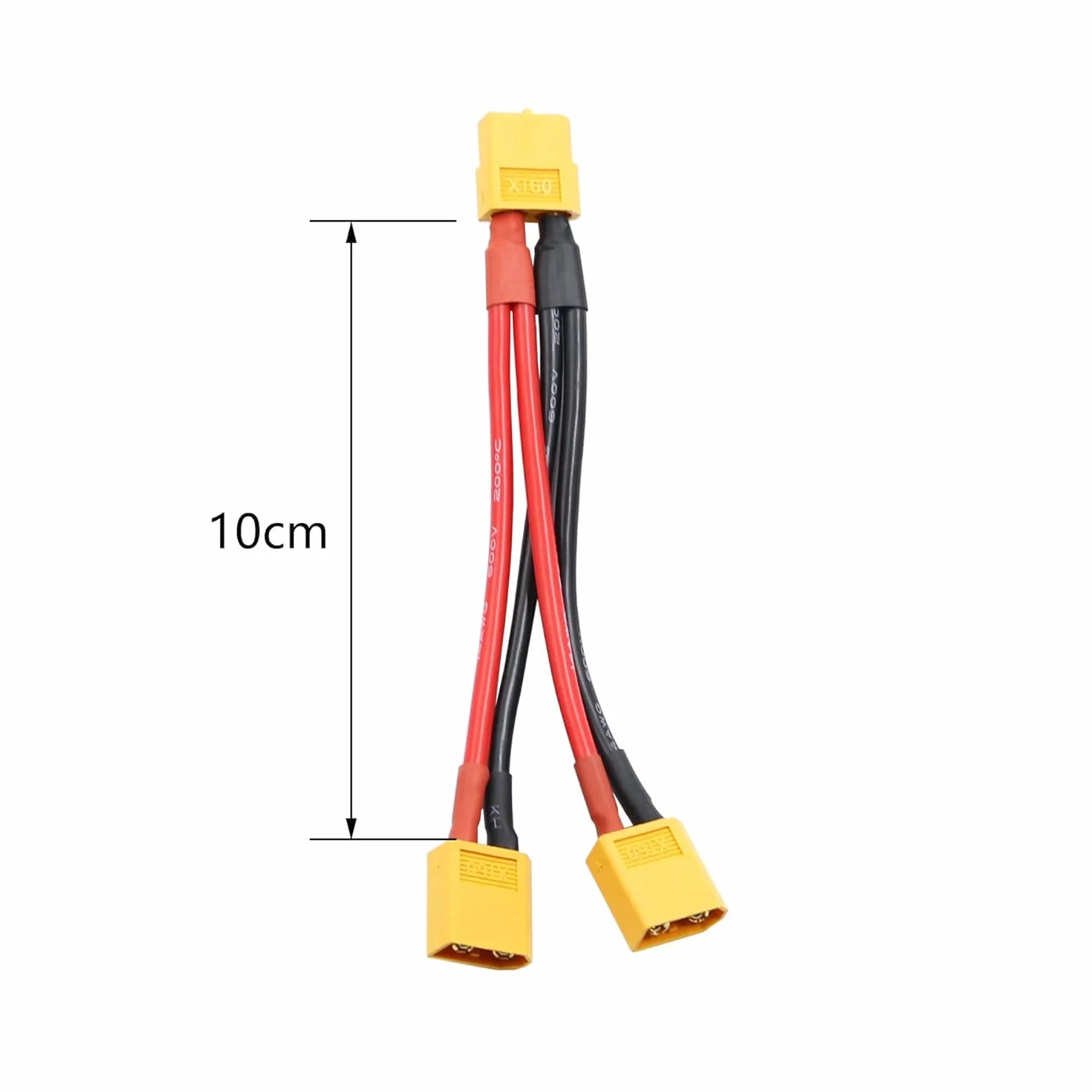 XT60 adapter złącza akumulatora równoległego Dual Extension XT60 Y Splitter 1 męski na 2 żeński kabel 14 AWG do helikoptera w trybie RC Quadcopter (1 żeński do 2 męski (2 sztuki)