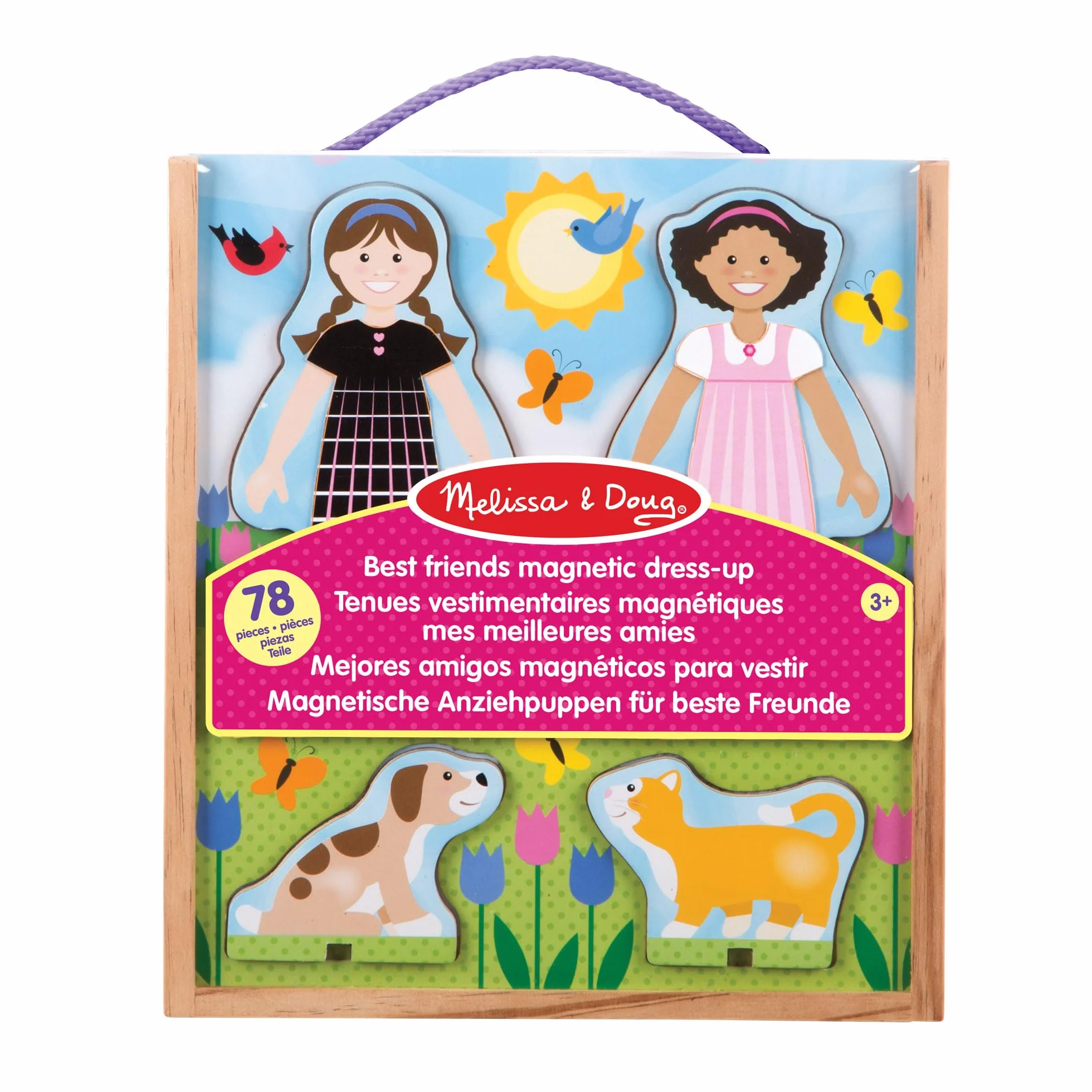 Melissa & Doug Magnetyczne Przebieranki Drewniane Laleczki Zestaw 78 Elementów