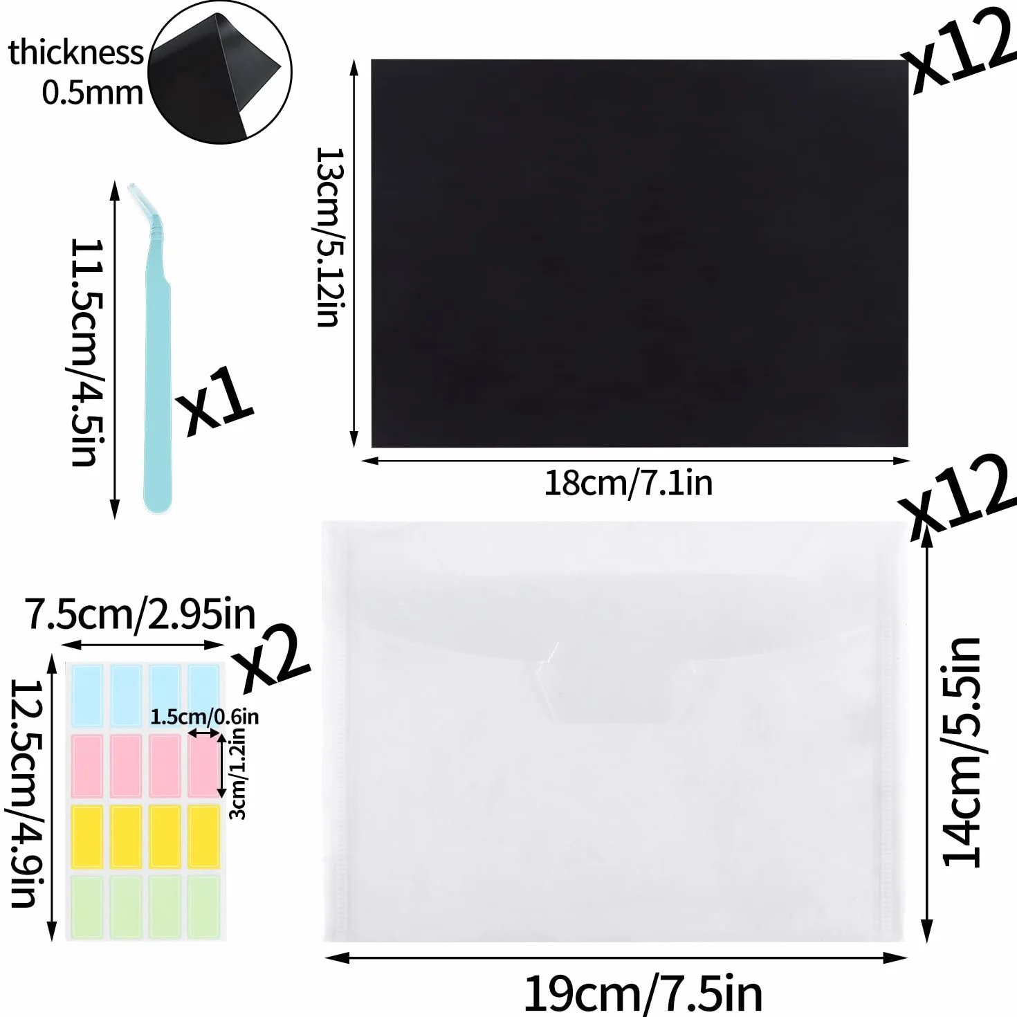 Magnetyczne arkusze gumowe 0,5 mm przezroczyste torby na stemple koperty z naklejkami Pęseta do majsterkowania szablony metalowe szablony tłoczenia znaczki i kolekcje (12P)