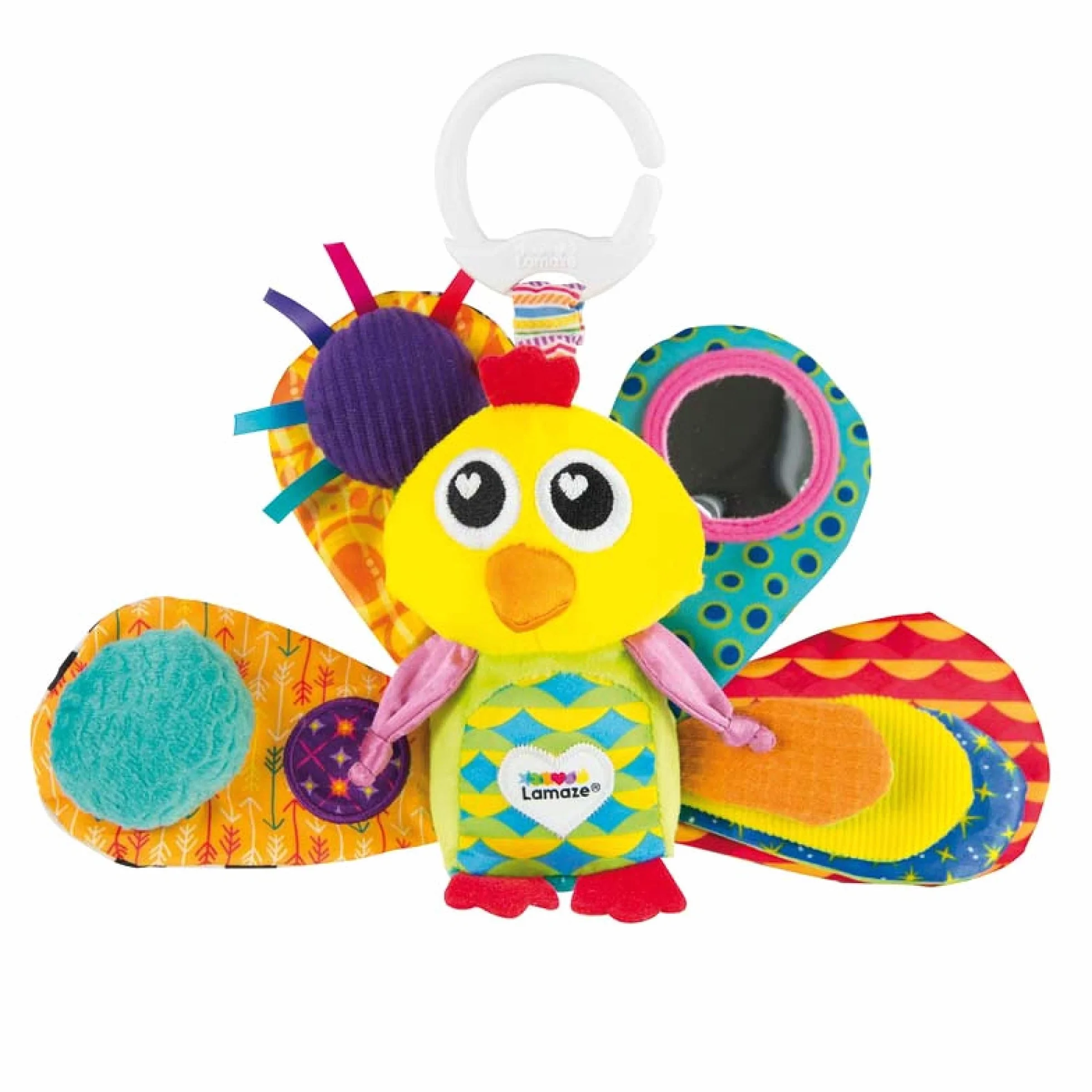 LAMAZE Jacques the Peacock, Clip on Pram and Pushchair Newborn Baby Toy, Sensory Toy for Babies Boys and Girls from 0 to 6 Months