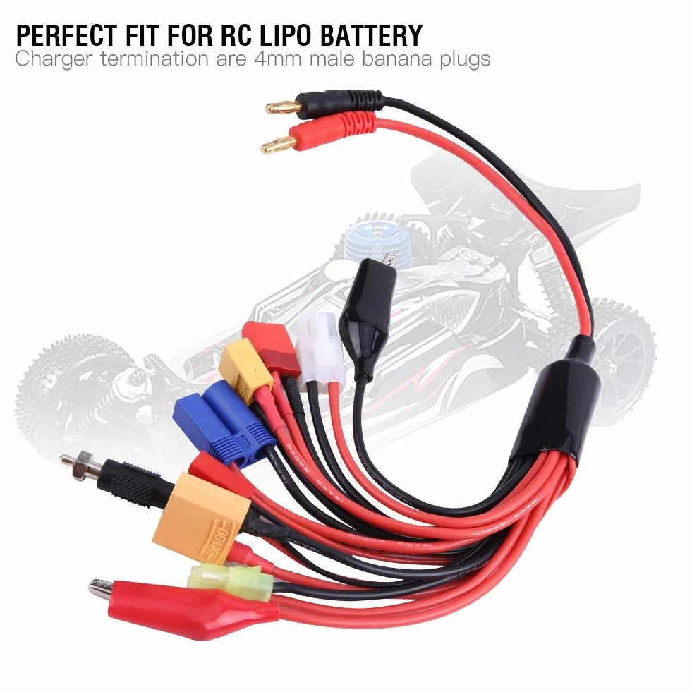 11 w 1 RC Kabel ładowarki Lipo, adapter do wielu wtyczek ładowarki Kabel do ładowania konwertera z wtyczką bananową 4 mm