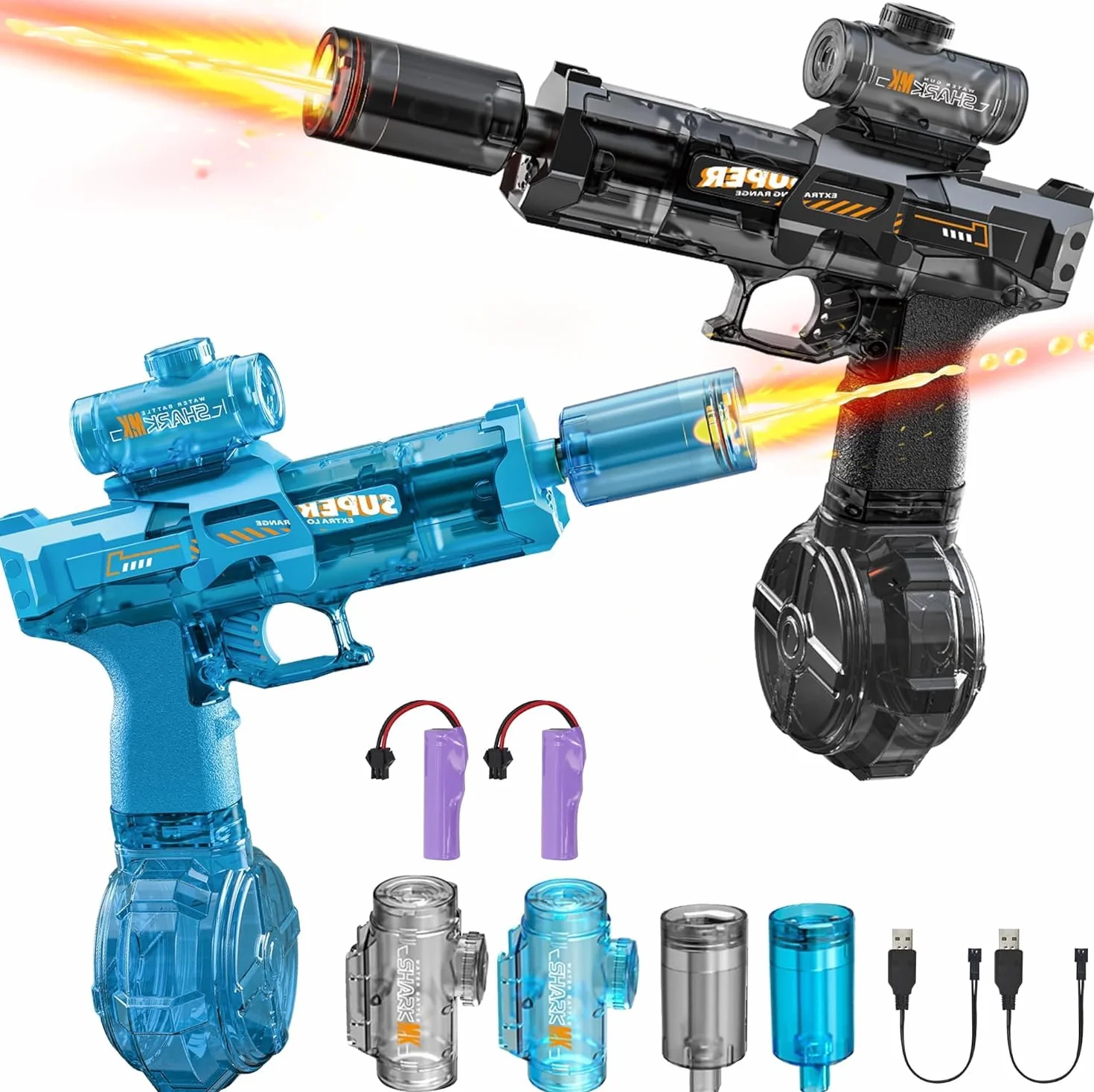 Elektryczny pistolet na wodę, 2 szt., w pełni automatyczny splasher, elektryczny pistolet na wodę dla dzieci i dorosłych, pistolet na wodę, pojemność 320 cmC, zabawka na lato