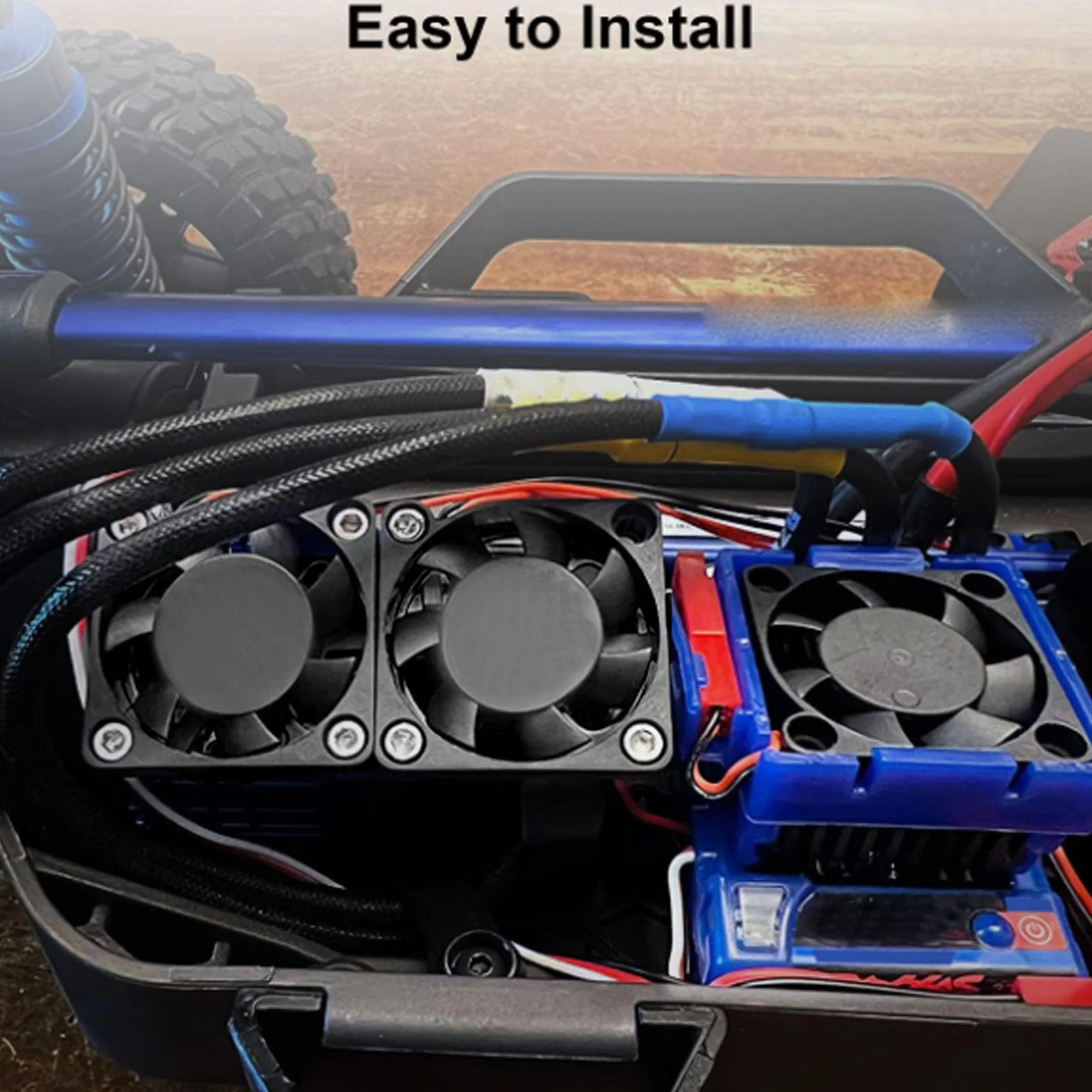 Zestaw wentylatorów radiatora Topyond RC 5 V do samochodu Traxxas Slash 4x4 VXL RC, wydajne chłodzenie silnika, wodoodporność, wentylator silnika Rc ze stopu aluminium dla (czarny)
