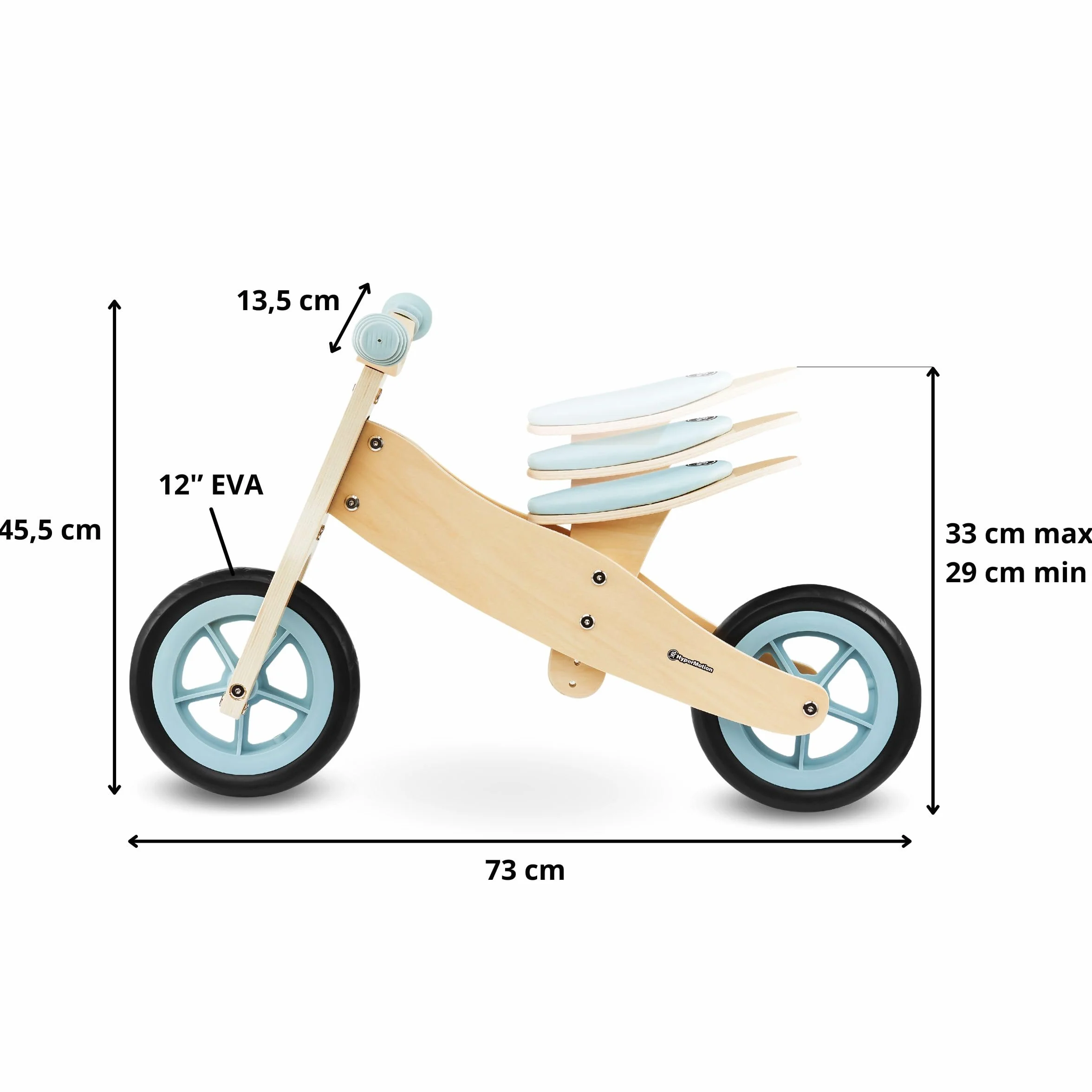 HyperMotion Drewniany Rowerek Trójkołowy dla Dziecka 18 m+, Dziecięcy Rowerek Biegowy 2w1 PERCY, Rowery dla Małych Dzieci, Rower Biegowy dla Chłopca Dziewczynki 2 lata, Regulowane Siedzisko