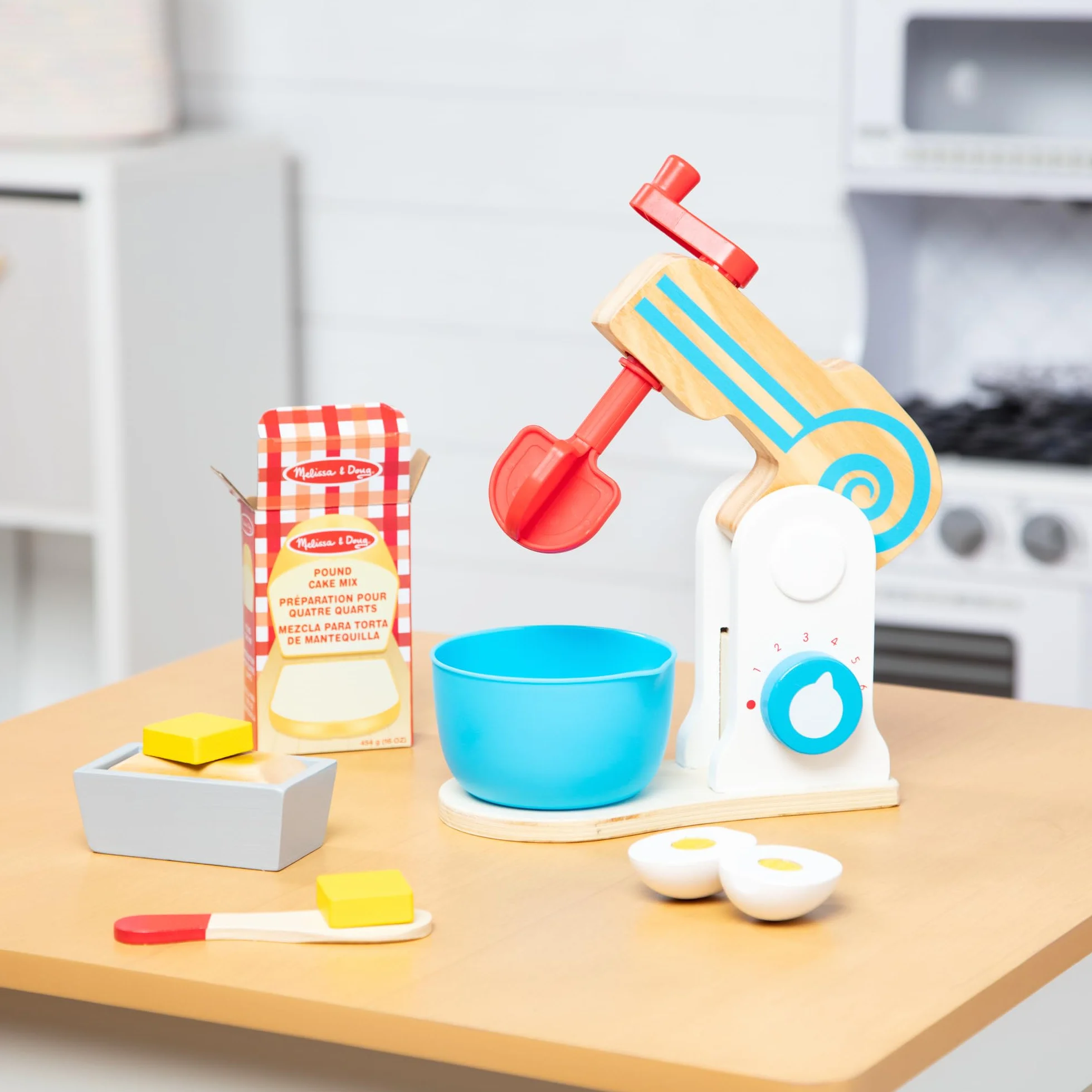 Melissa & Doug Drewniany Zestaw Mikserów do Robienia Ciasta Zabawka dla Dzieci 3+