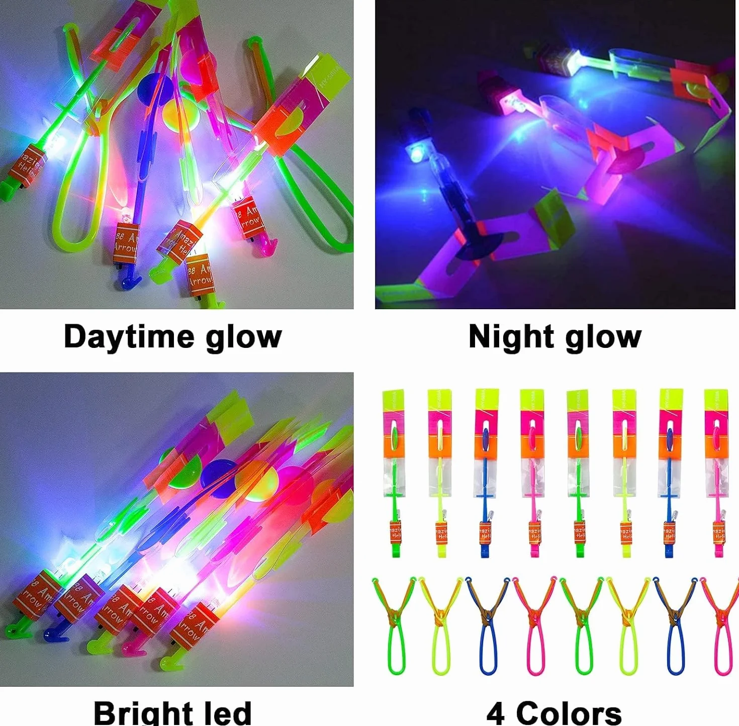 Helikopter Shooters Toy, 16pc imprezy dla chłopców dziewcząt w wieku 6+, LED Light Up Slingshot zabawki strzałki Copters Toys, imprezowe wypełniacze dla dzieci świąteczne prezenty (16PCS)