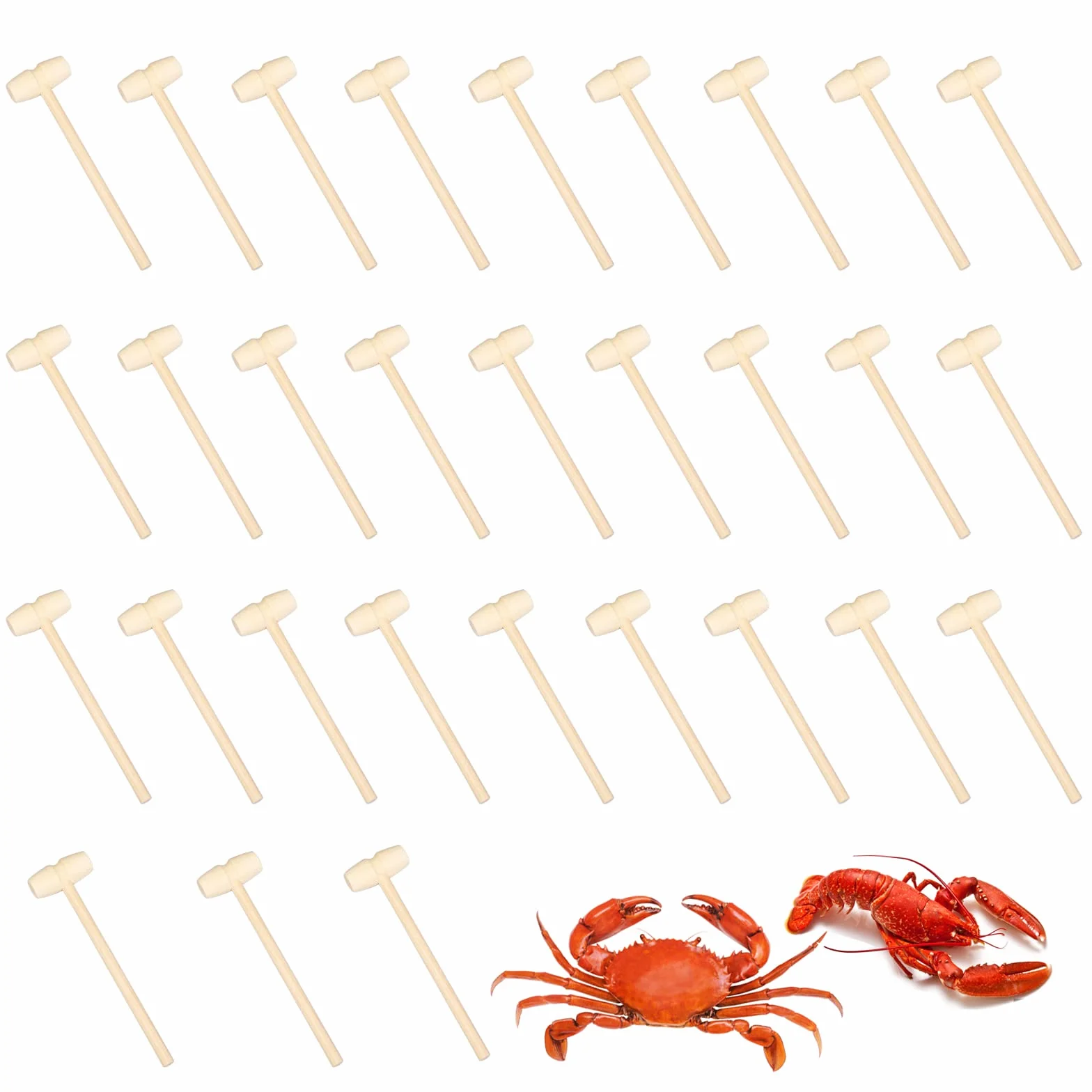 30 sztuk mini drewnianych młotków, drewniany młotek, mały młotek Shellfish Wooden Młotek do stukania homarów, skorupiaków, czekolady