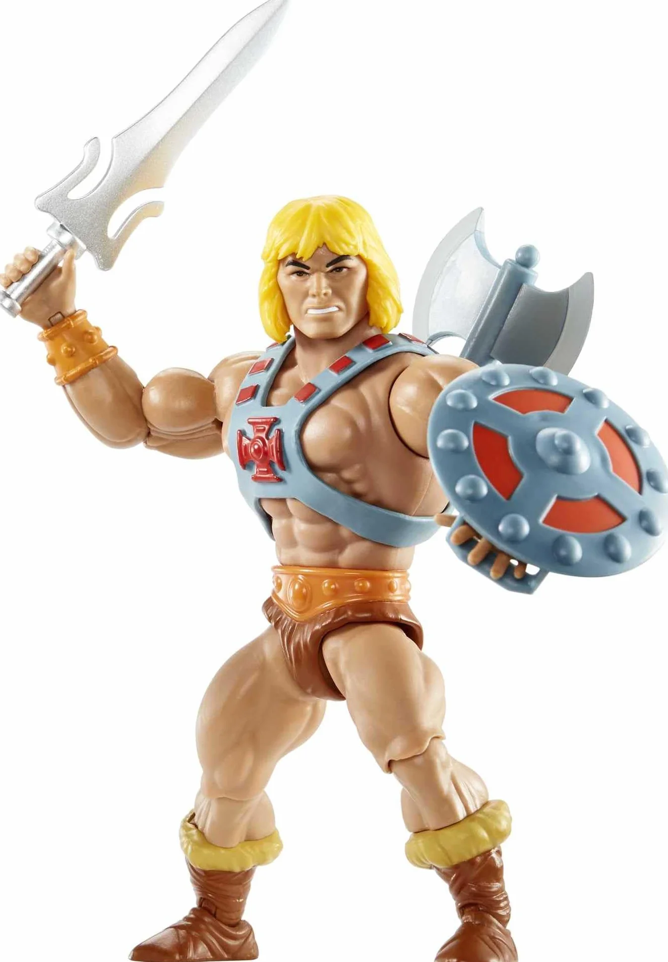 Masters of the Universe Origins He-Man Figurka (ok. 14 cm w skali), główny bohater serialu „He-Man i władcy wszechświata” z lat 80., szczegółowy wygląd, zabawka dla dzieci 6+, JNP97