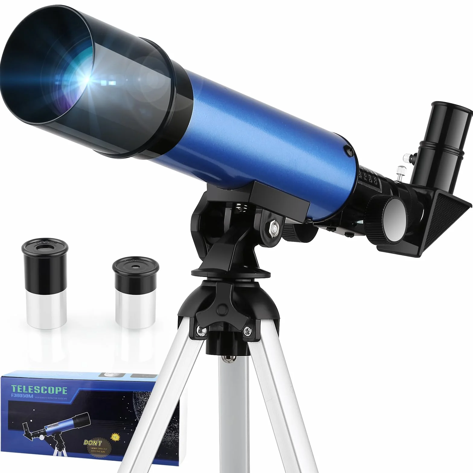 Cowiewie Teleskop dla dzieci, teleskopy, przestrzeń zewnętrzna, astronomia, początkujący, zawiera dwa okulary, przenośna luneta refraktorowa ze statywem, prezenty