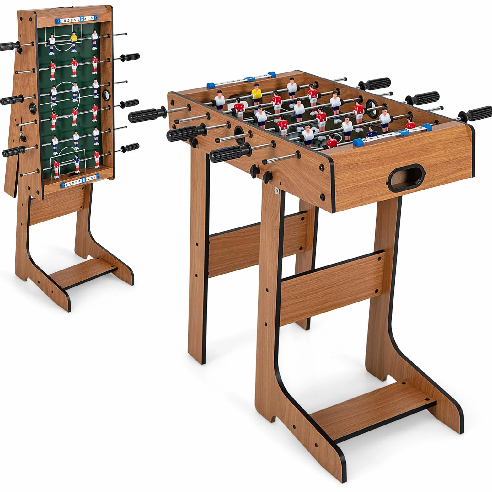 COSTWAY Stół do gry w piłkarzyki z 18 piłkarzykami i 2 piłkami, dla dorosłych i dzieci, idealny do zabawy w pokoju zabaw, barach i na imprezach, rozmiar: 69 x 60 x 71 cm