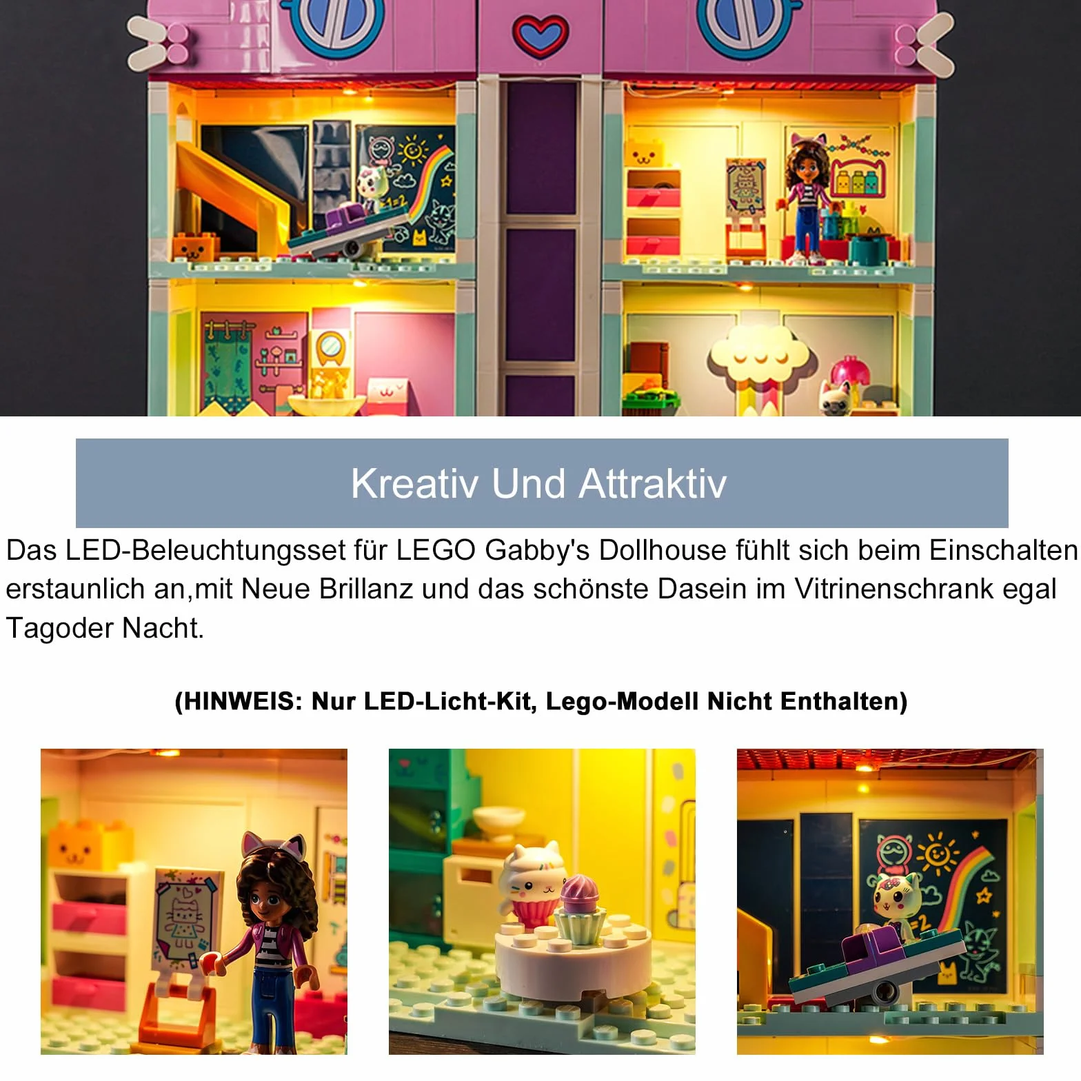 BrickBling Zestaw świateł LED do Lego 10788 Gabby's Dollhouse, zestaw zabawek (nie Lego), zestaw oświetlenia dekoracyjnego do Lego Gabby's Dollhouse kreatywne zabawki