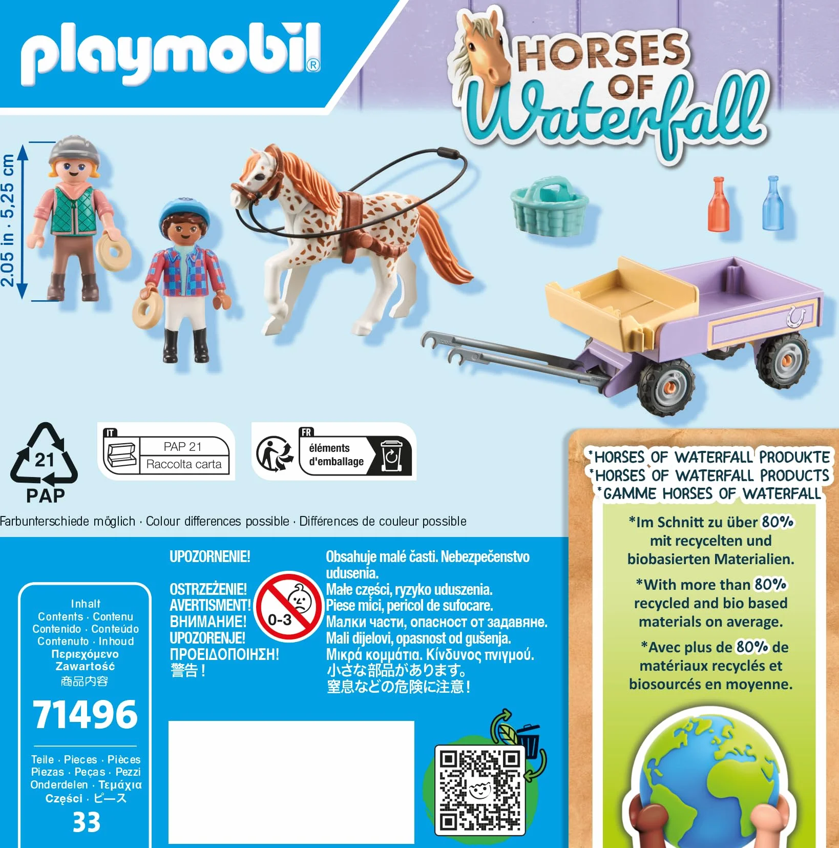 PLAYMOBIL Horses of Waterfall 71496 Powóz kucyków, urocza wycieczka z kucykami, ciekawe przygody na Ranczu Waterfall, zestawy odpowiednie dla dzieci od 4 roku życia