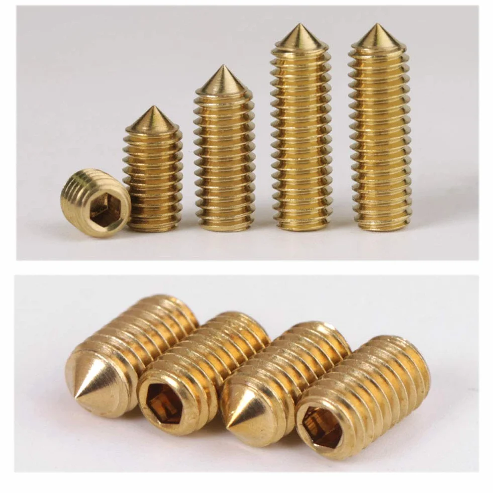 Śruby Dociskowe z Gniazdem Sześciokątnym ze Mosiądz, Stożek Punkt Wkręty bez łba, Wkręty bez łba stożkowego, M6×12mm,10 pcs