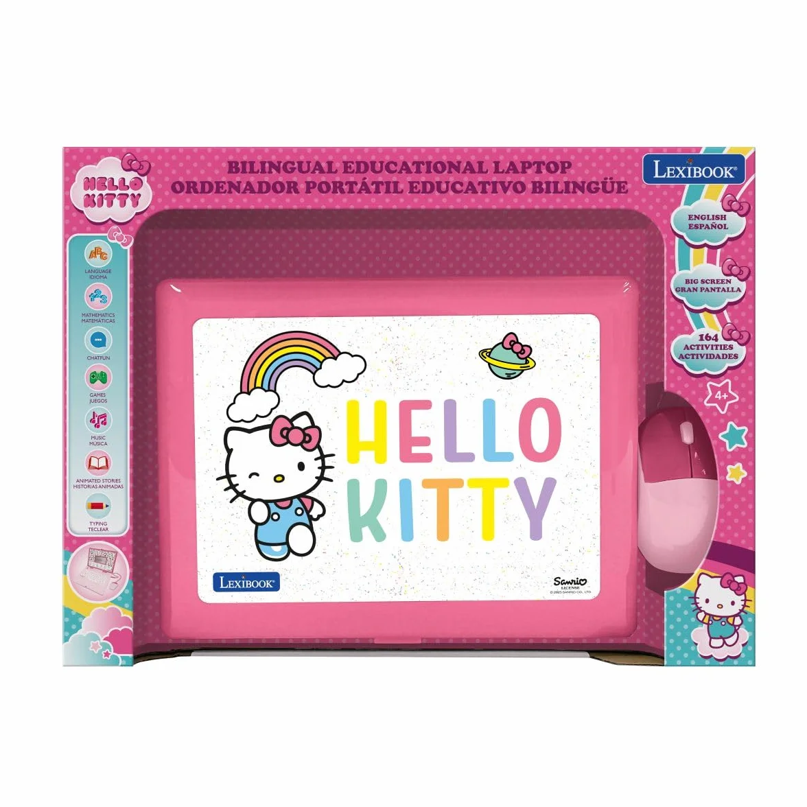 LEXIBOOK Hello Kitty dwujęzyczne przenośne urządzenie edukacyjne angielski/hiszpański 164 zajęcia JC598HKi2