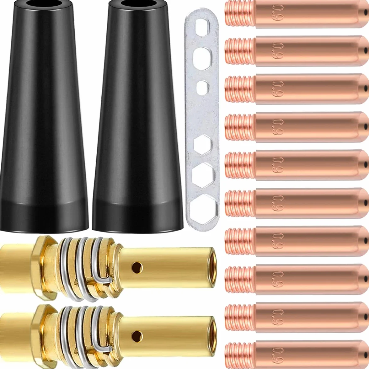 MB15 15AK MIG zestawy końcówek kontaktowych końcówka M6 0,9 mm 0,04 cala dysze rdzeniowe topnika uchwyt dyfuzory pasują do MIG/MAG 15AK MB15 akcesoria do palnika spawalniczego pistolet