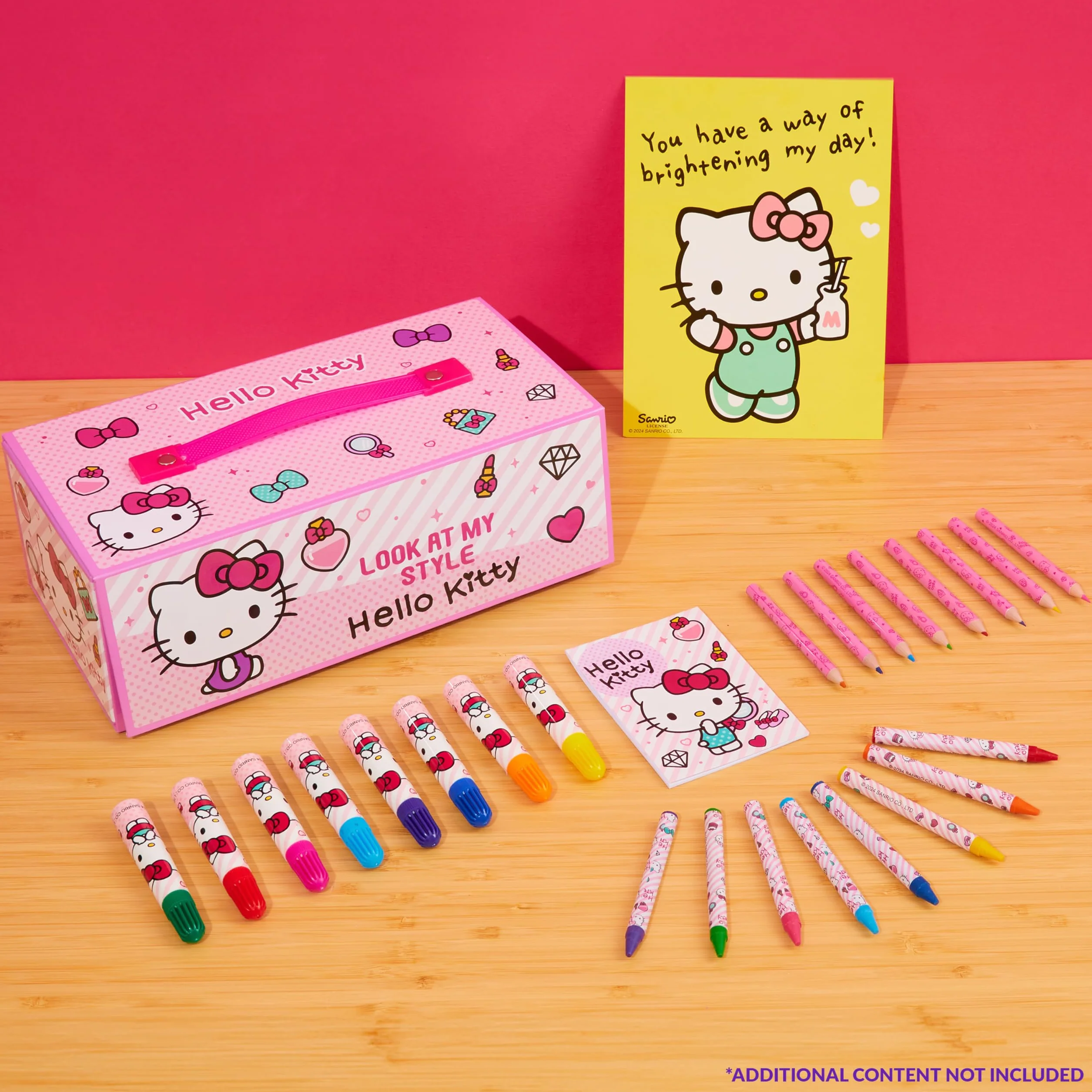 Hello Kitty Zestaw artystyczny do malowania dla dzieci, rysowanie, kolorowanie, anime, artykuły pa, w walizce podróżnej, prezenty kawaii dla dziewcząt (różowy Hello Kitty 3 poziomy)