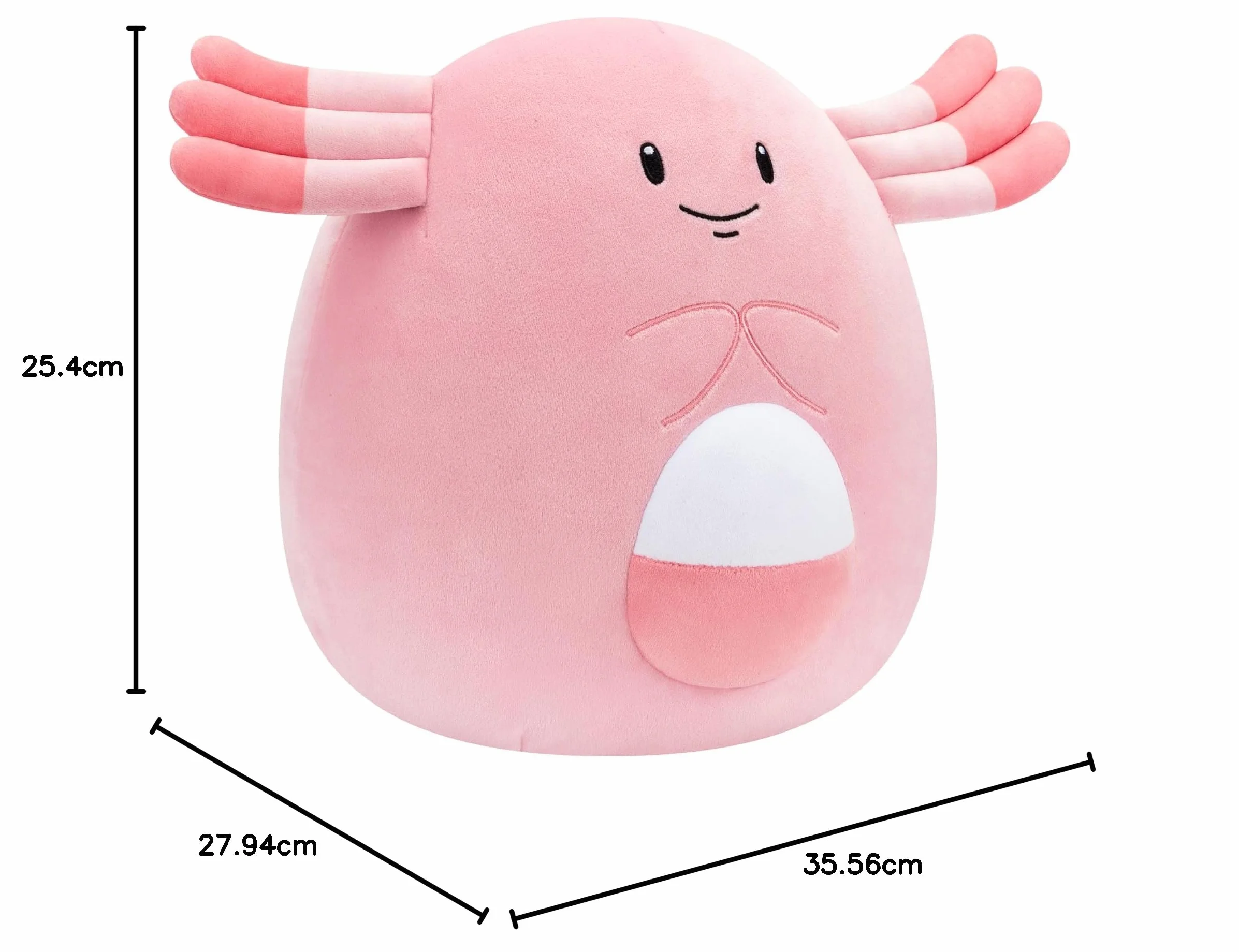 Pokemon Squishmallows - 25 cm Chansey - 10" inch pink/white stuffed plush toy - official Pokémon toy for children 2+ years.