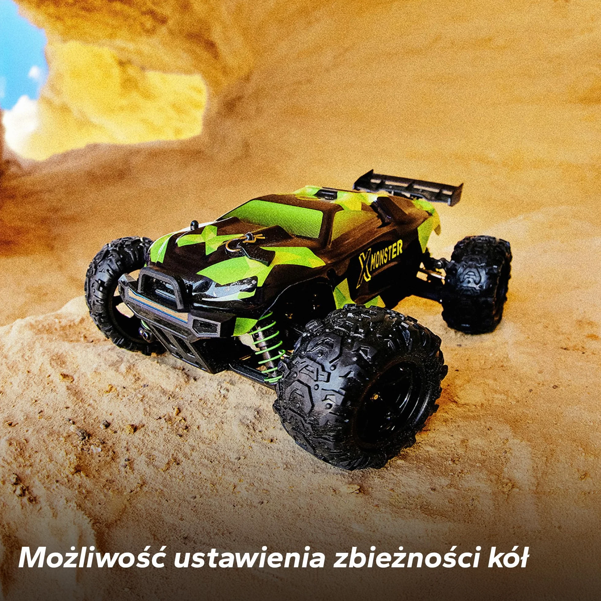Overmax X-Monster Truck Zdalnie Sterowany Samochód RC 30 km/h 1:18, Zasięg do 100 m, Napęd 4x4, Amortyzatory Pilot, Jazda bez Ładowania 40 min, 2 Baterie 850 mAh dla Dzieci 14 +