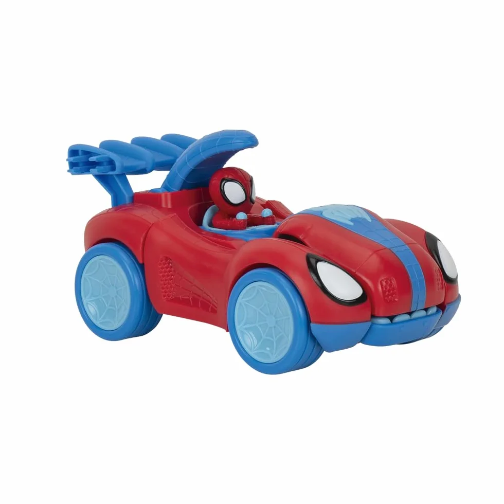 MARVEL Spidey and His Amazing Friends Spidey-Rex Racer - 20 cm pojazd z dźwiękami, które przekształcają się z pojazdu w dinozaura