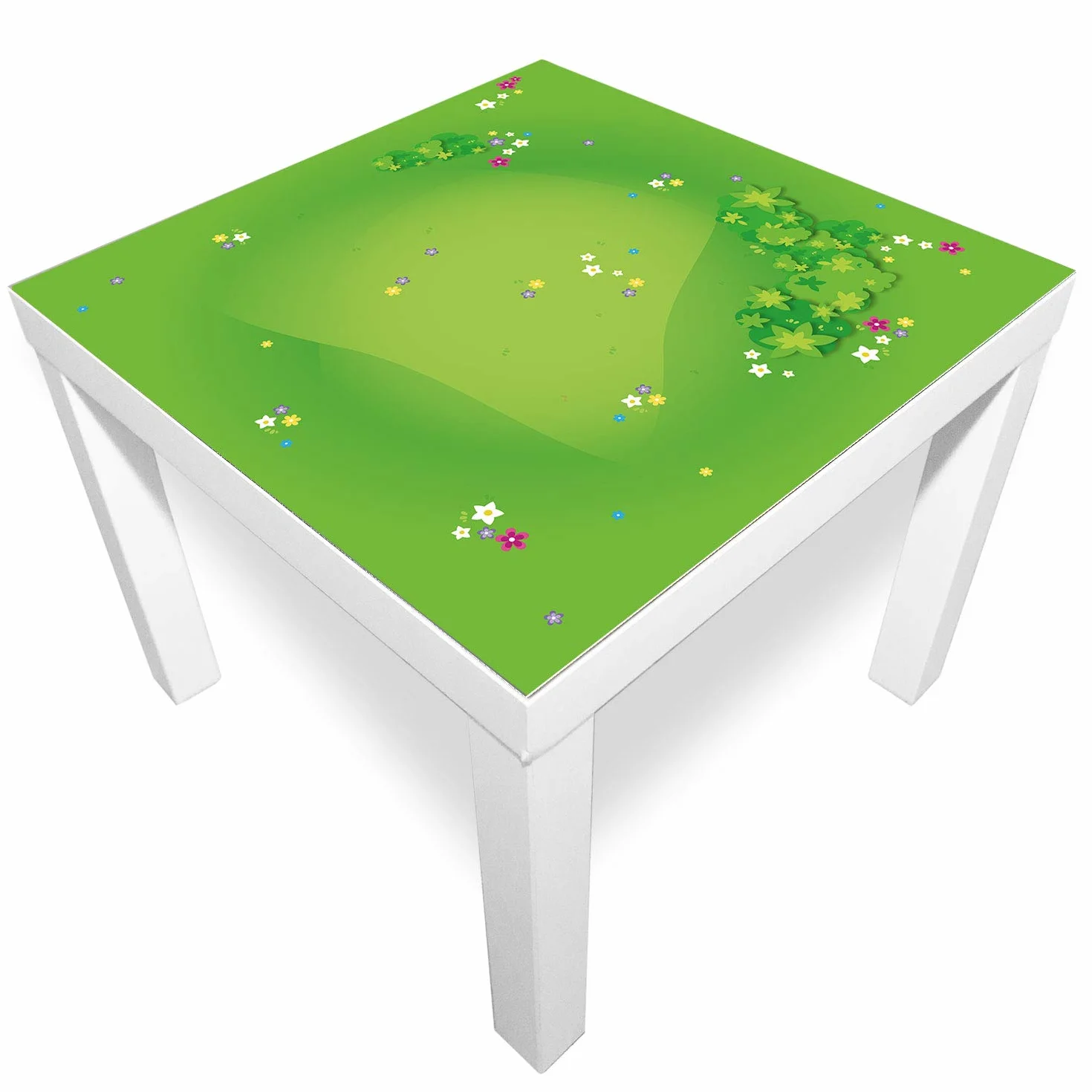 playmatt mata do zabawy – zielona trawa z kwiatami | antypoślizgowa, 55 x 55 cm, nadaje się do prania