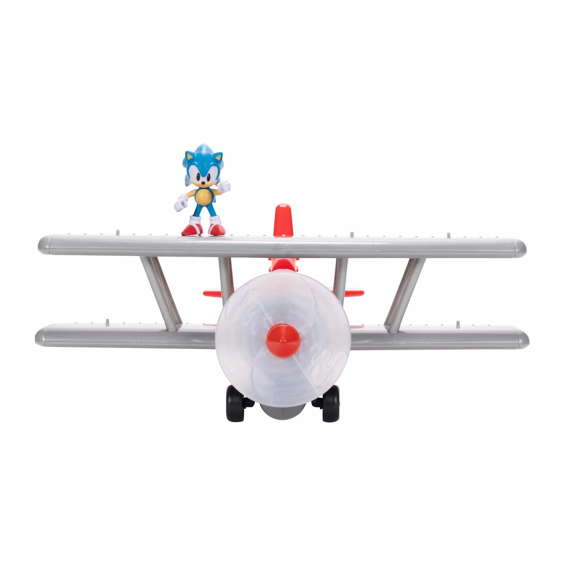 Sonic The Hedgehog Zestaw do zabawy dwupłatowcem Tornado firmy JAKKS Pacific, zawiera 6 cm soniczną figurkę, obracające się śmigło, świecący płomień, 6 efektów dźwiękowych, dynamiczna gra oparta na