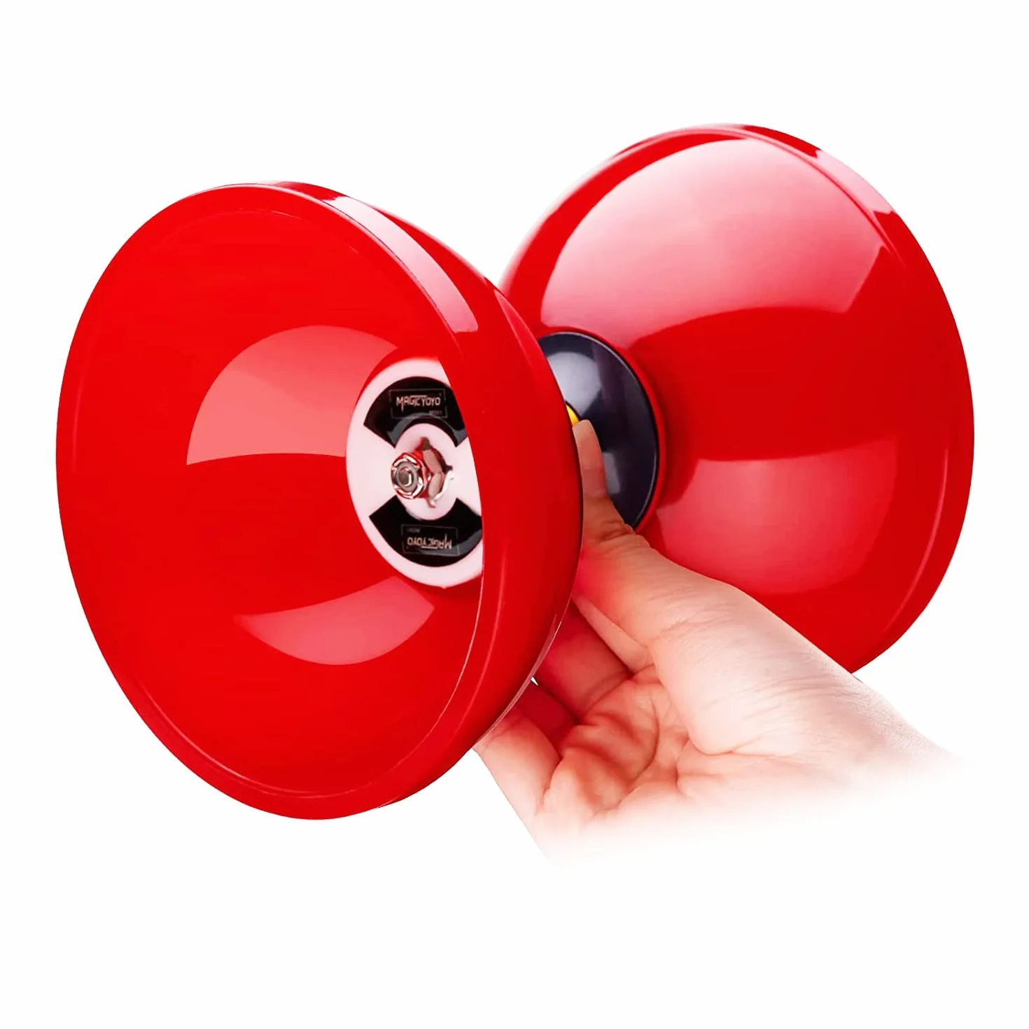 MAGICYOYO MD01 Grand Diabolo Professional potrójne łożyska z 2 parami wskaźników + 4 szpikulec, zestaw żonglerów dla dzieci, dorosłych i początkujących, czerwony