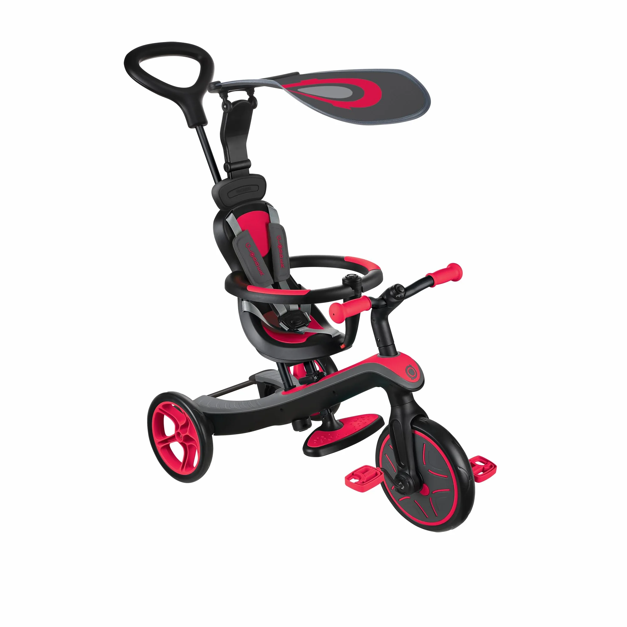 Globber Explorer Trike 4w1 rowerek trójkołowy - biegowy - wózek/New Red 632-102-3 czerwony