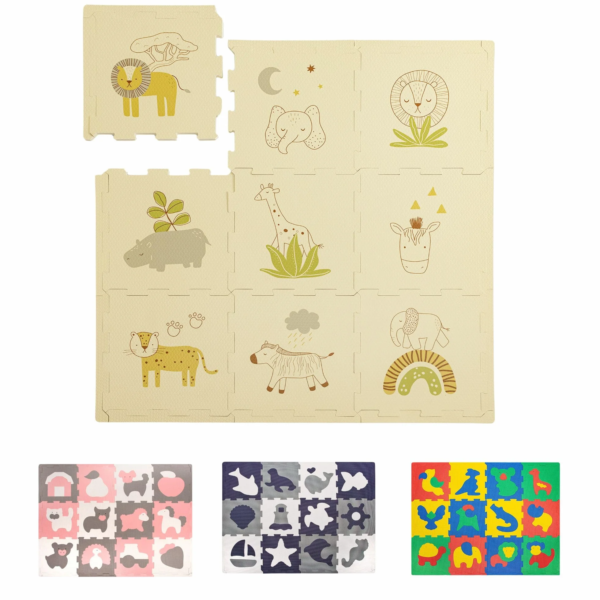 Hakuna Mata mata do puzzli dla niemowląt 0,9x0,9m 9 paneli 30x30cm ze zwierzętami