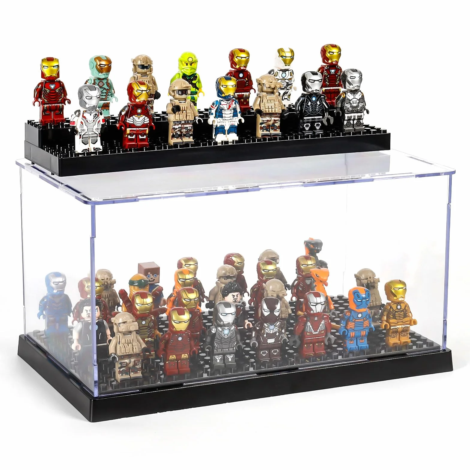 Gablota na minifigurkę do Lego z 3 płytami podstawowymi, akrylowe figurki ludzi, pudełko do przechowywania, minifigurka, cegły, półki, zabawki, mini samochody, przedmioty kolekcjonerskie, szafka
