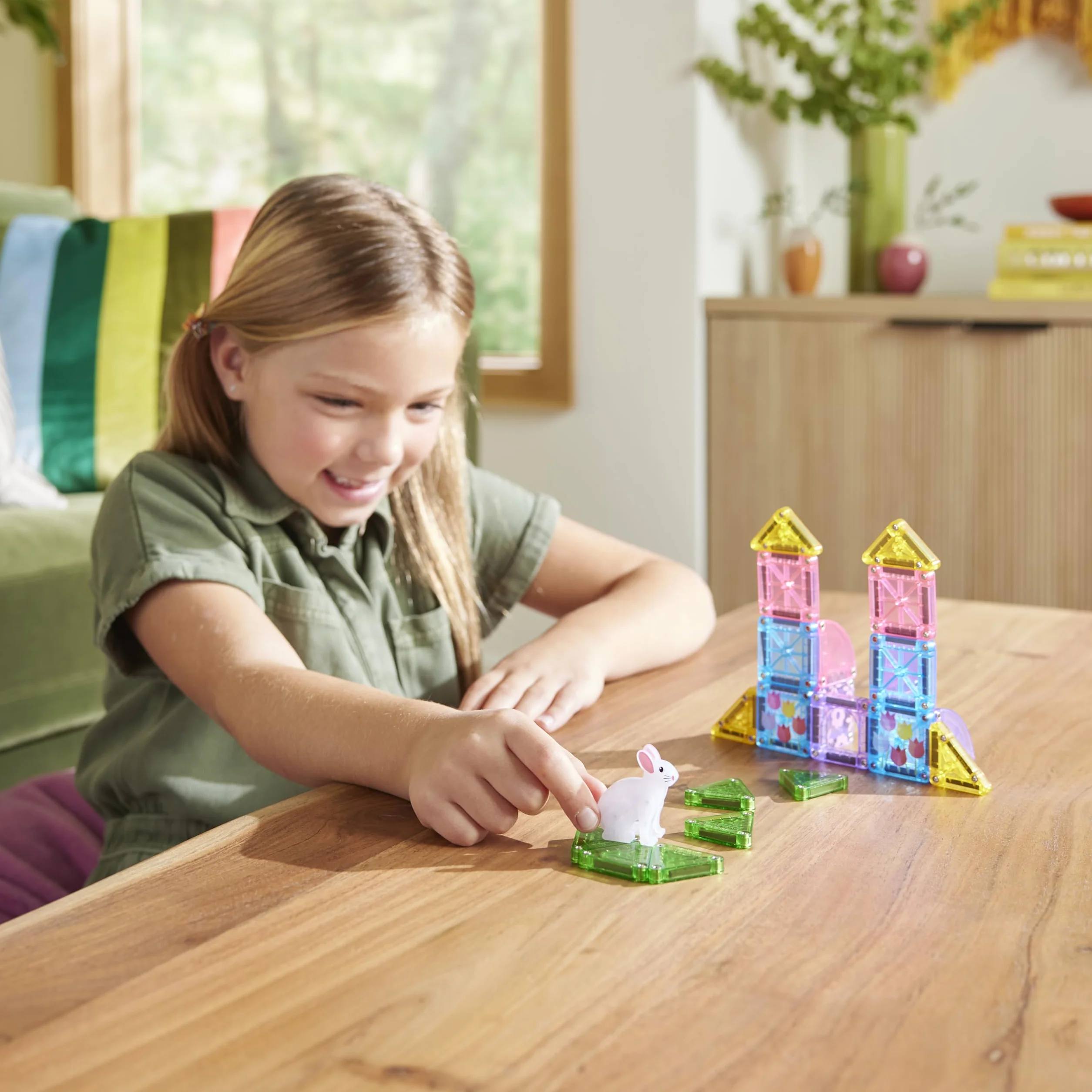 Magna-Tiles microMAGS 24-częściowy wiosenny zestaw podróżny do ogrodu, oryginalna marka magnetyczna